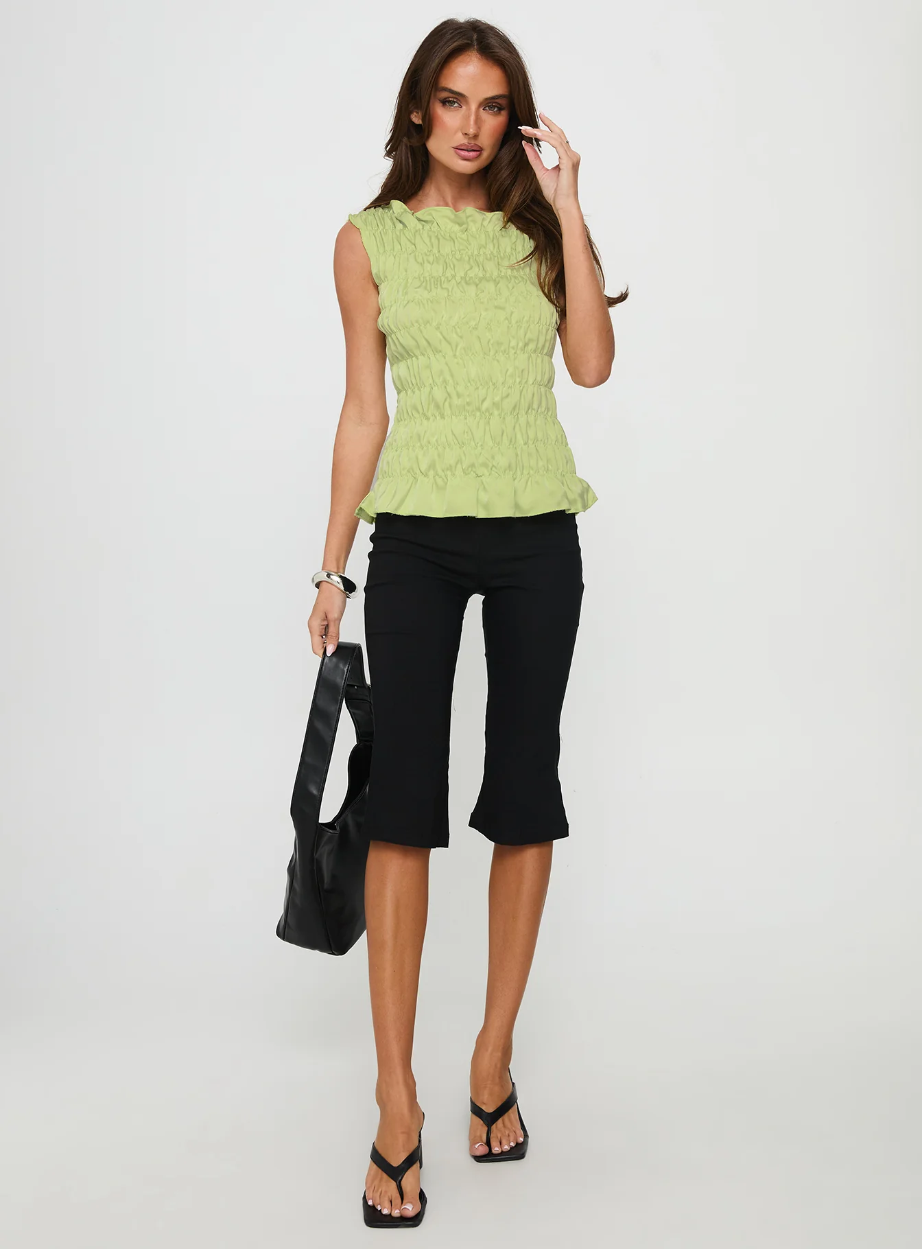 Elenir Shirred Top Green