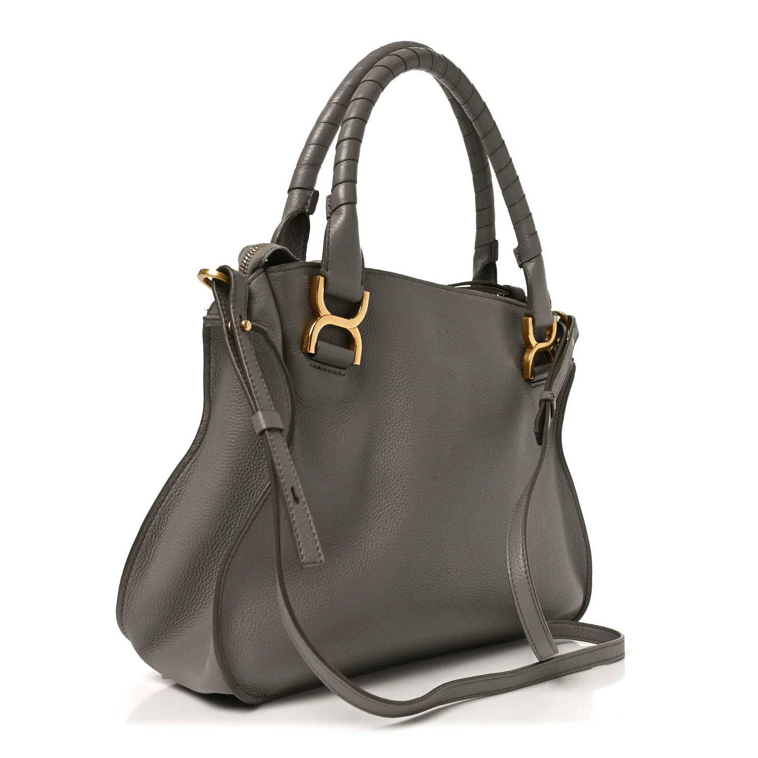 Calfskin Small Marcie Satchel Cashmere Grey - Top Club