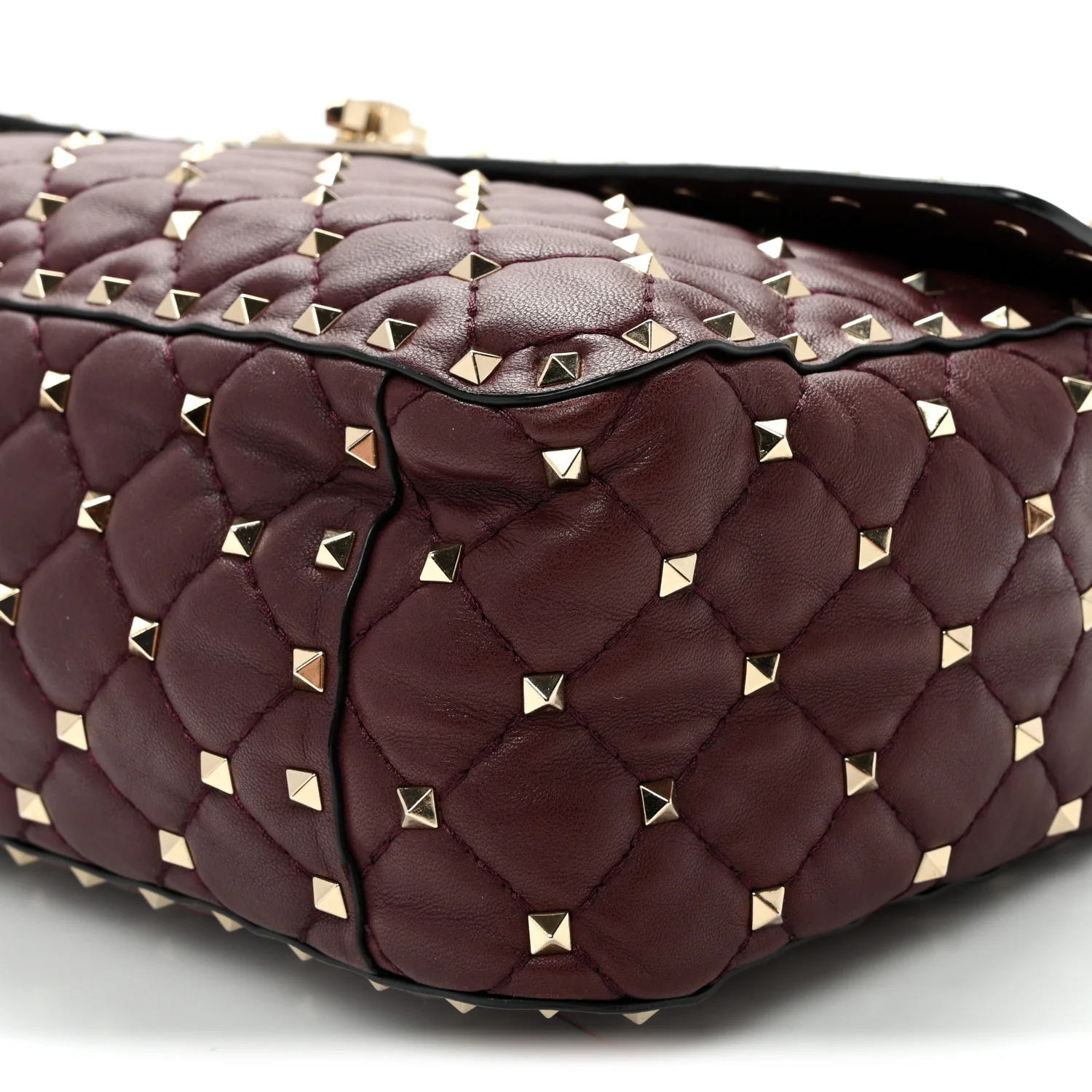 Nappa Large Rockstud Spike Shoulder Bag Rubin - Top Club
