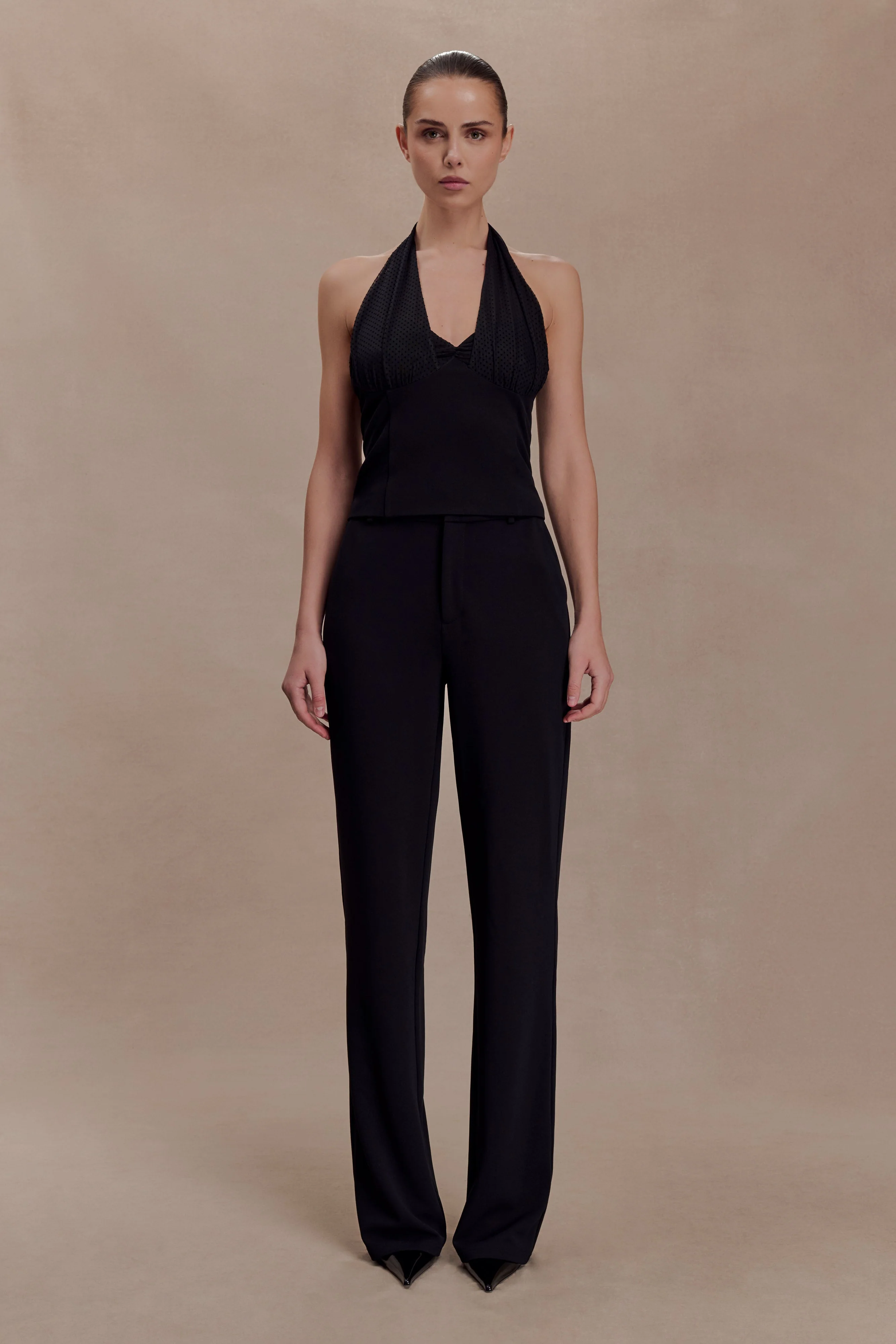 Cressida Crepe Halter Top - Black