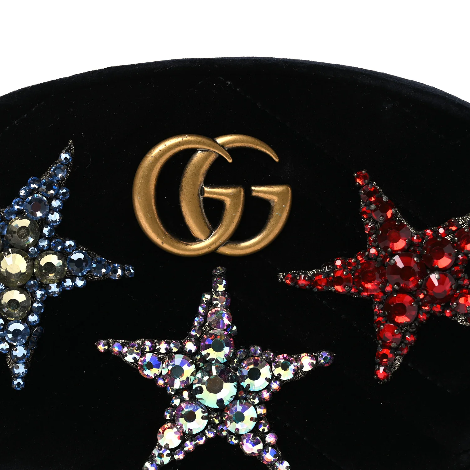 Velvet Matelasse Crystal Star GG Marmont Belt Bag 75 30 Black - Top Club