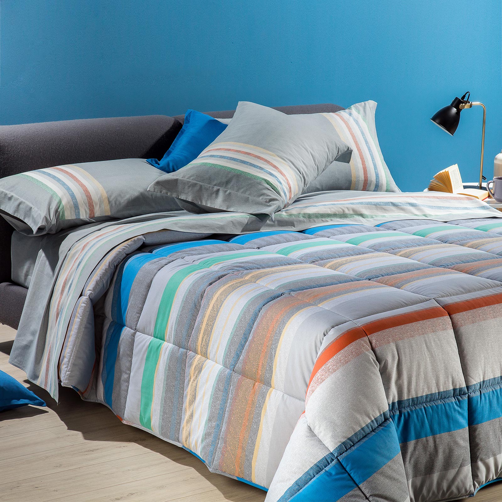 Cervinia cotton quilt square and half gray caleffi