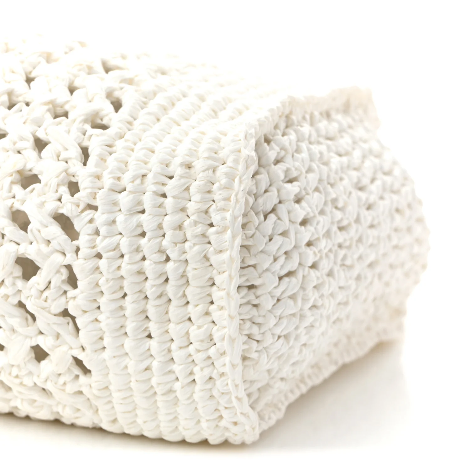Raffia Crochet Woven Tote Bag White - Top Club