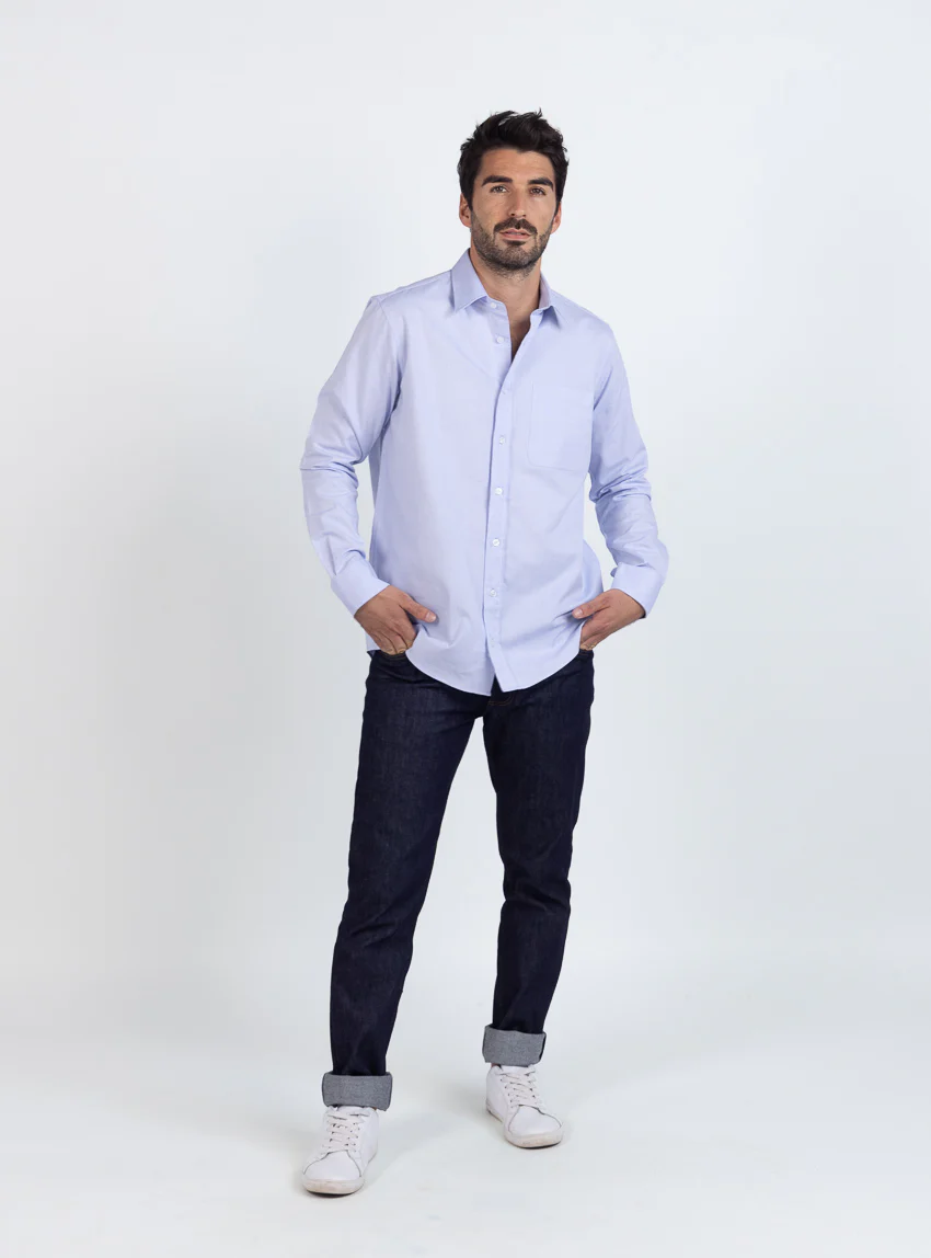 Chemise homme en coton bleu ciel
