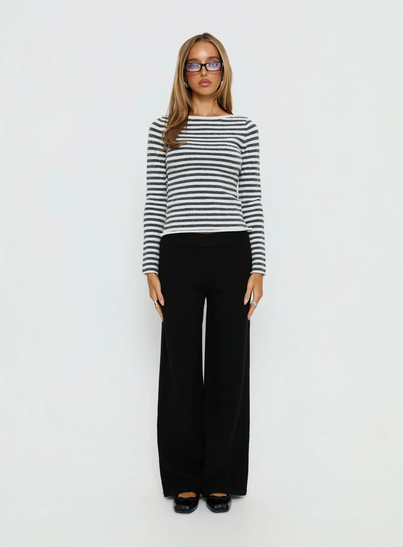 Bekki Wide Leg Knit Pant Black