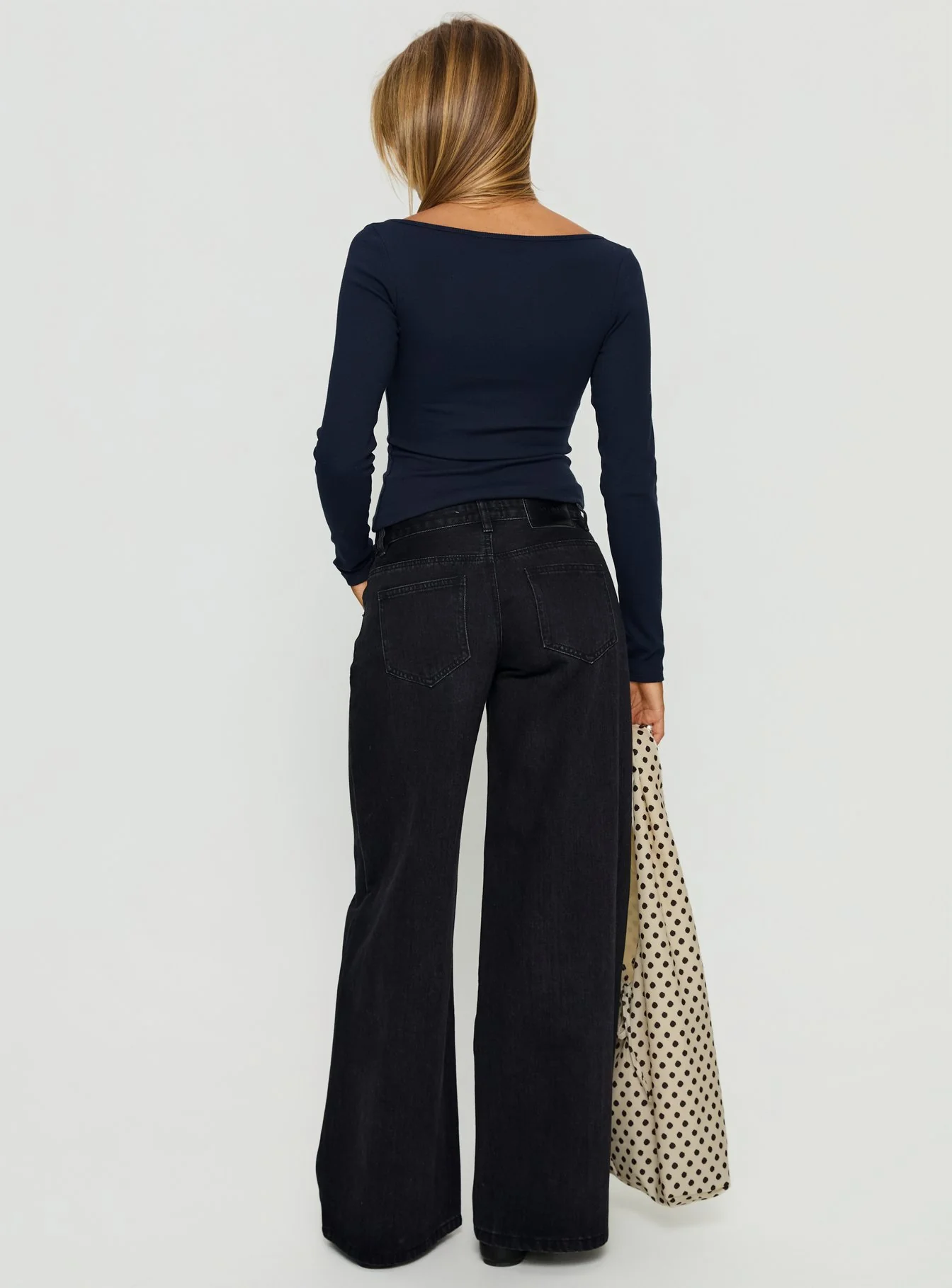 Supercut Low Rise Baggy Pleat Jeans Washed Black