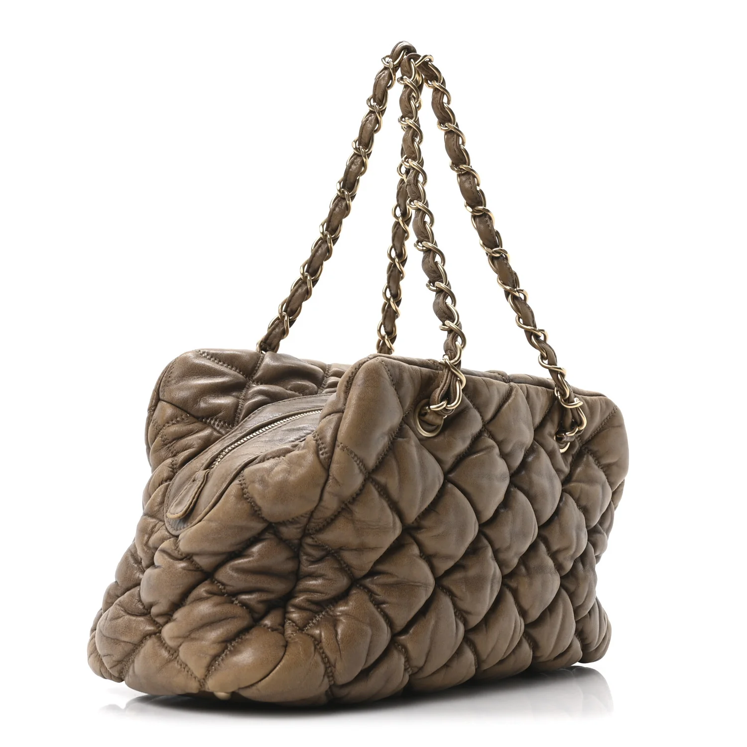Calfskin Bubble Quilt Bowler Brown - Top Club