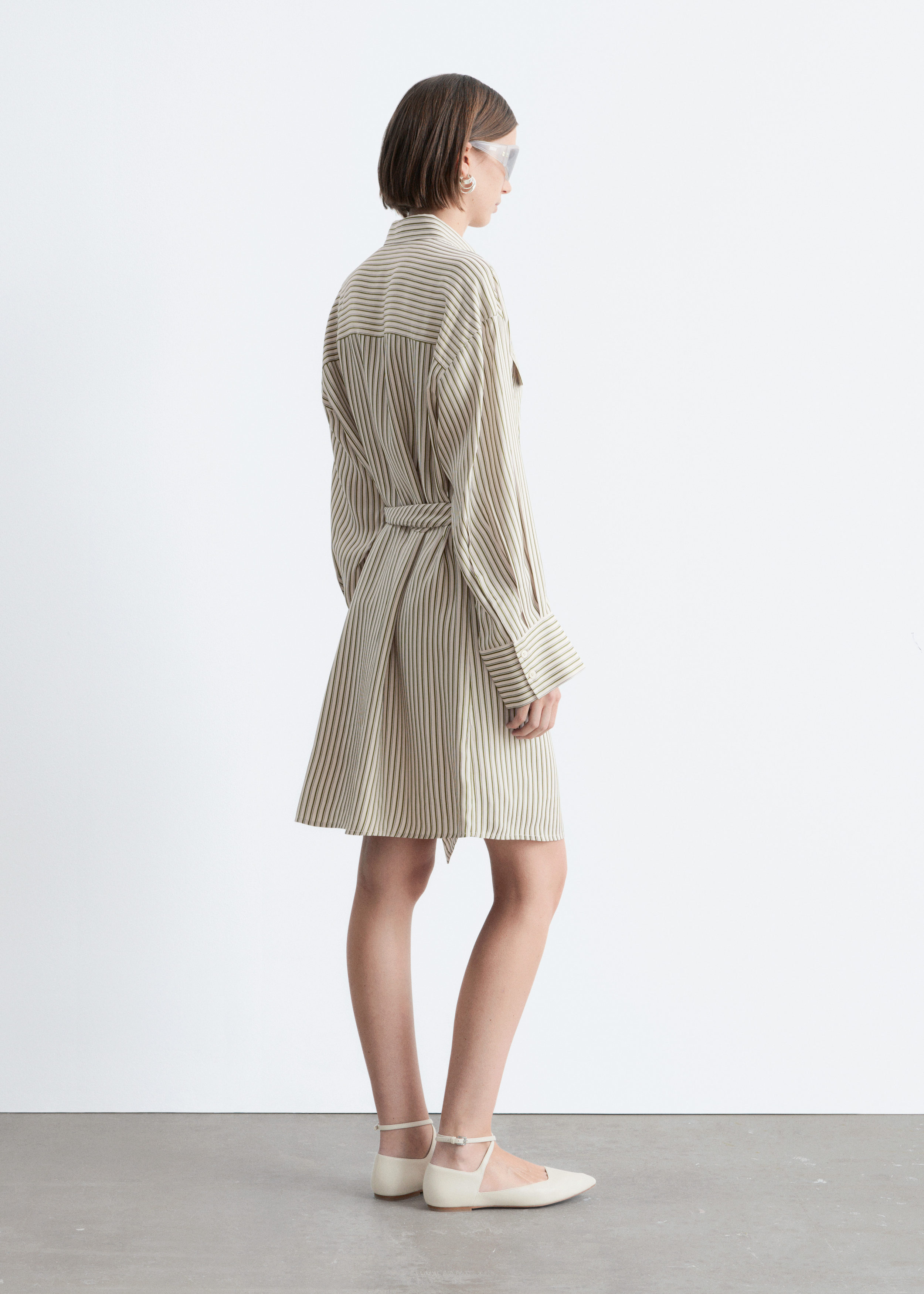 & Other Stories TIE-BELT MINI SHIRT DRESS