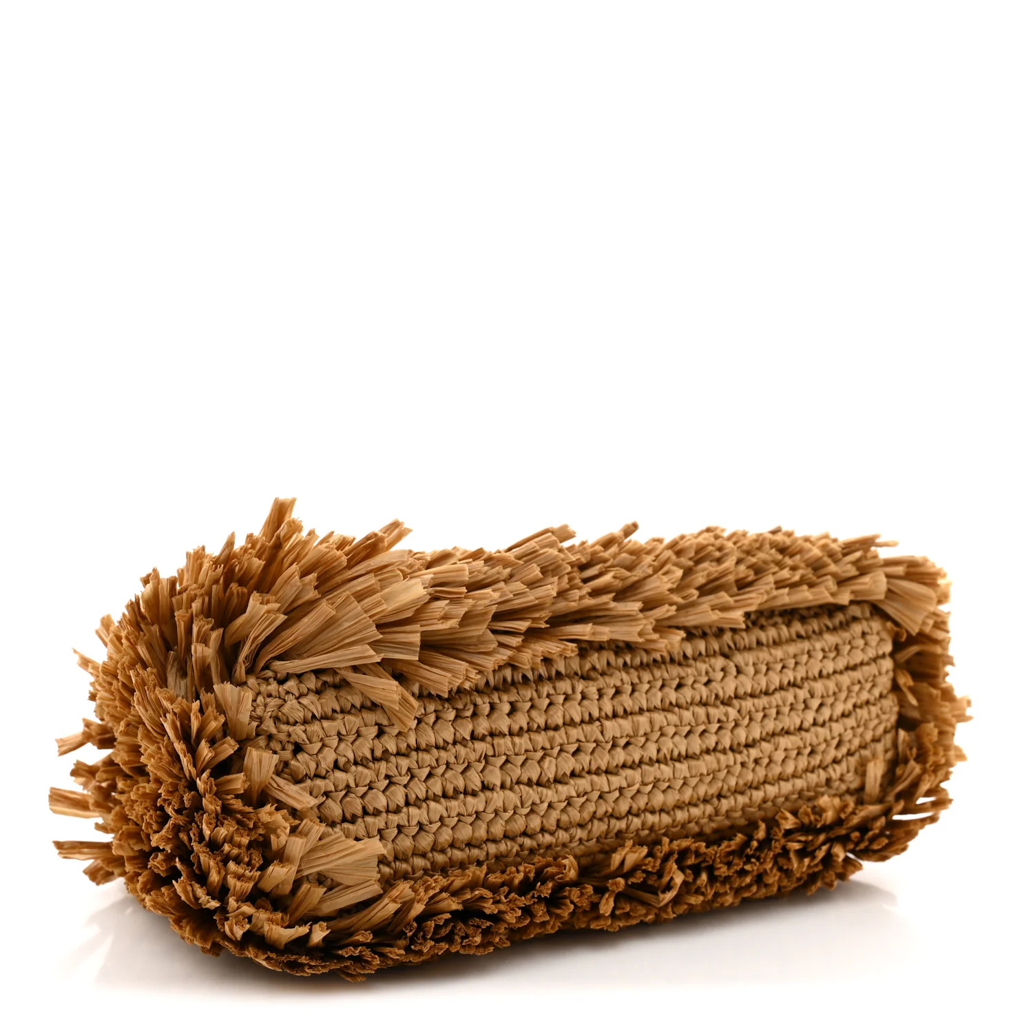 Raffia Fringe Nano Kelly Shopper Dark Beige - Top Club