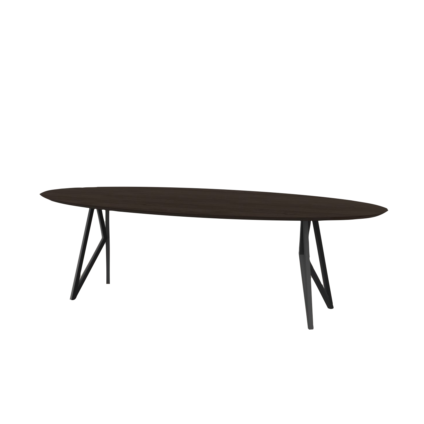 Studio HENK tafel Butterfly Ovaal - zwart frame, gerookte beits 200 x 120 | Gerookte Beits | Verjongde Rand | Frame Zwart