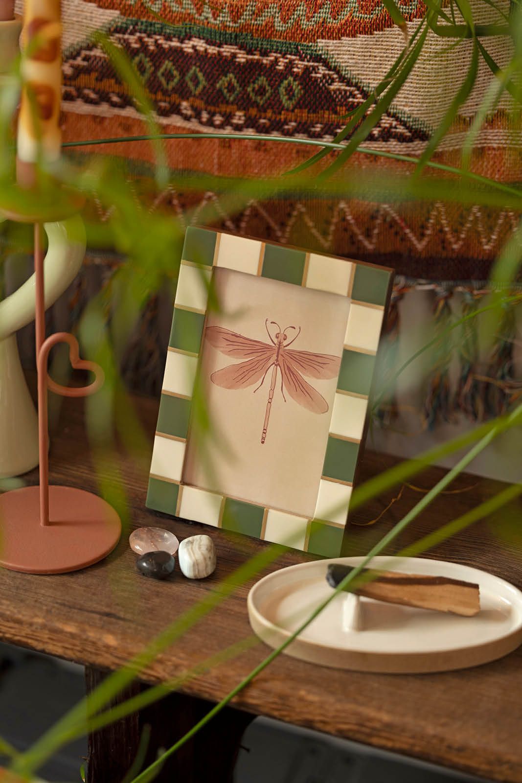 Groen fotolijstje met checker rand