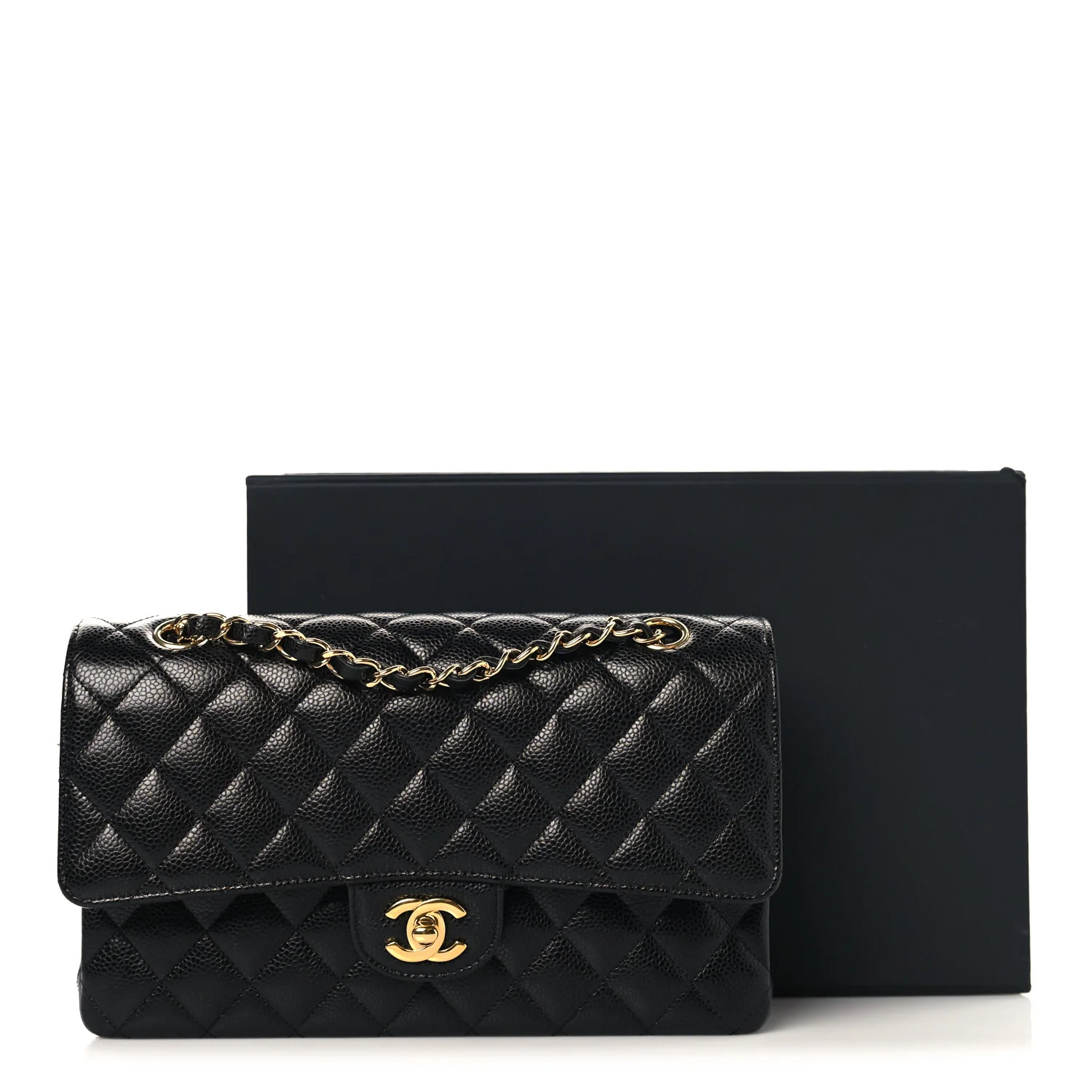 Caviar Quilted Medium Double Flap Black - Top Club