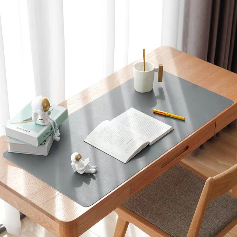 European-Style Desk Protector Embossed Logo Factory Custom Made Waterproof PU Leather Cork Backing Oilproof Nonwoven Place Mats