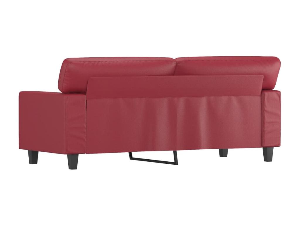 Sofá de 2 lugares 140 cm couro artificial vermelho tinto