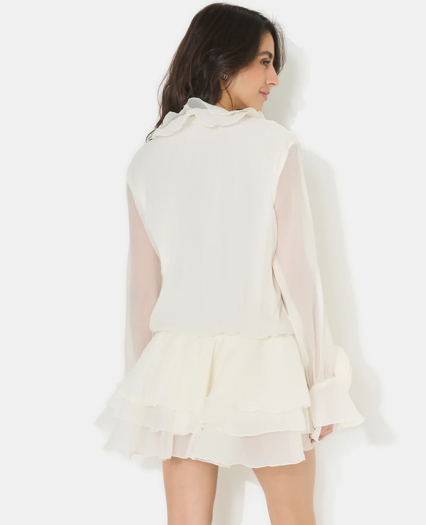 Pimkie Robe courte en voile avec volants et fleurs