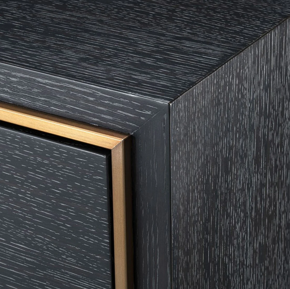 Luxury bedside table anthracite gray / brass 75 x 52 x H. 62 cm - Bedroom side table with 2 drawers - Luxury bedroom furniture