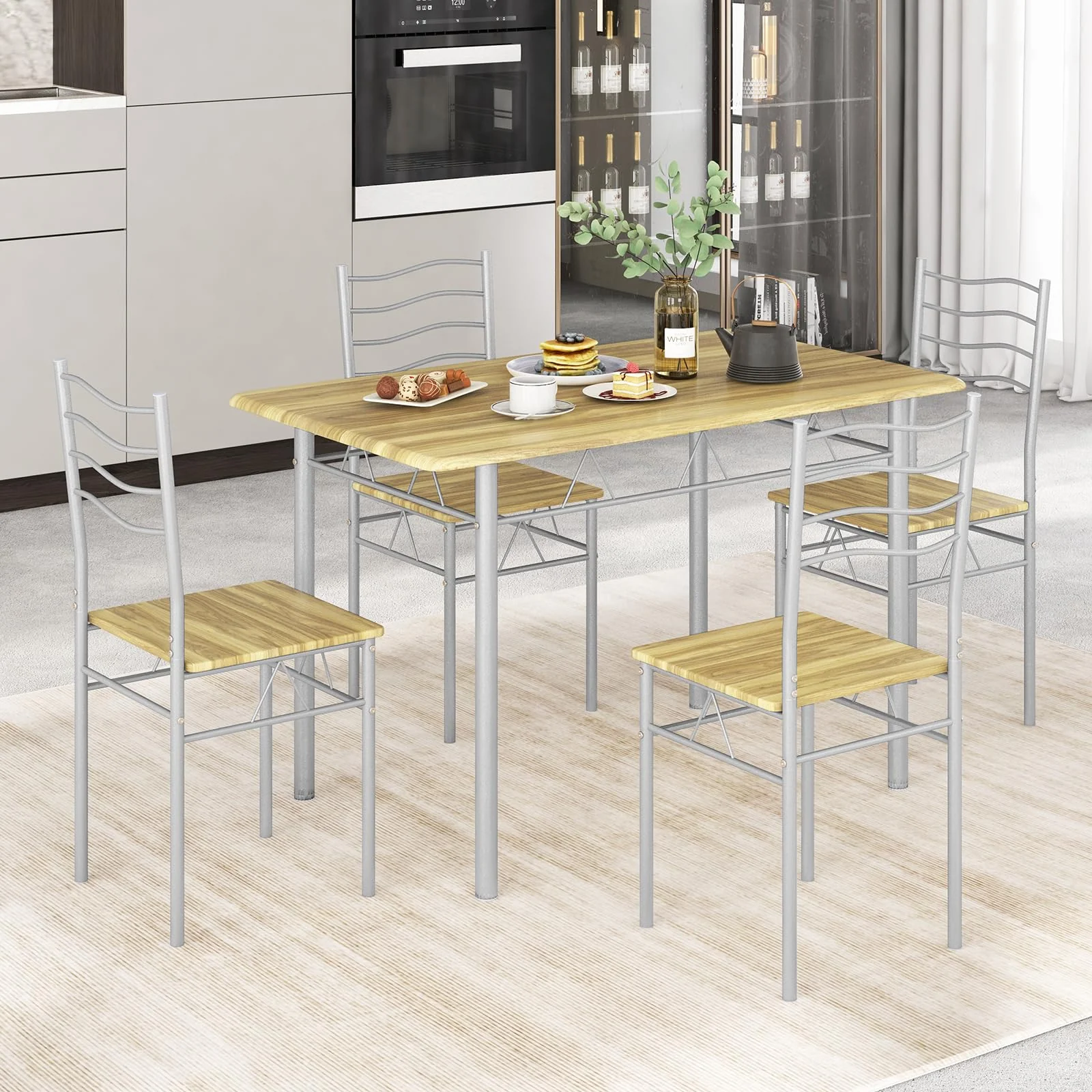 BEFOUNDLOVELY 5 Piece Dining Table Set with 4 Chairs