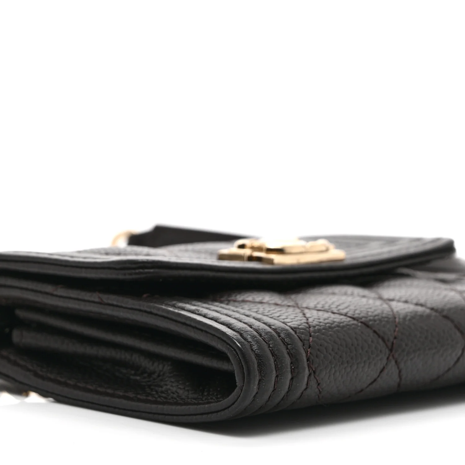 Caviar Quilted Boy Card Holder On Chain Black - Top Club