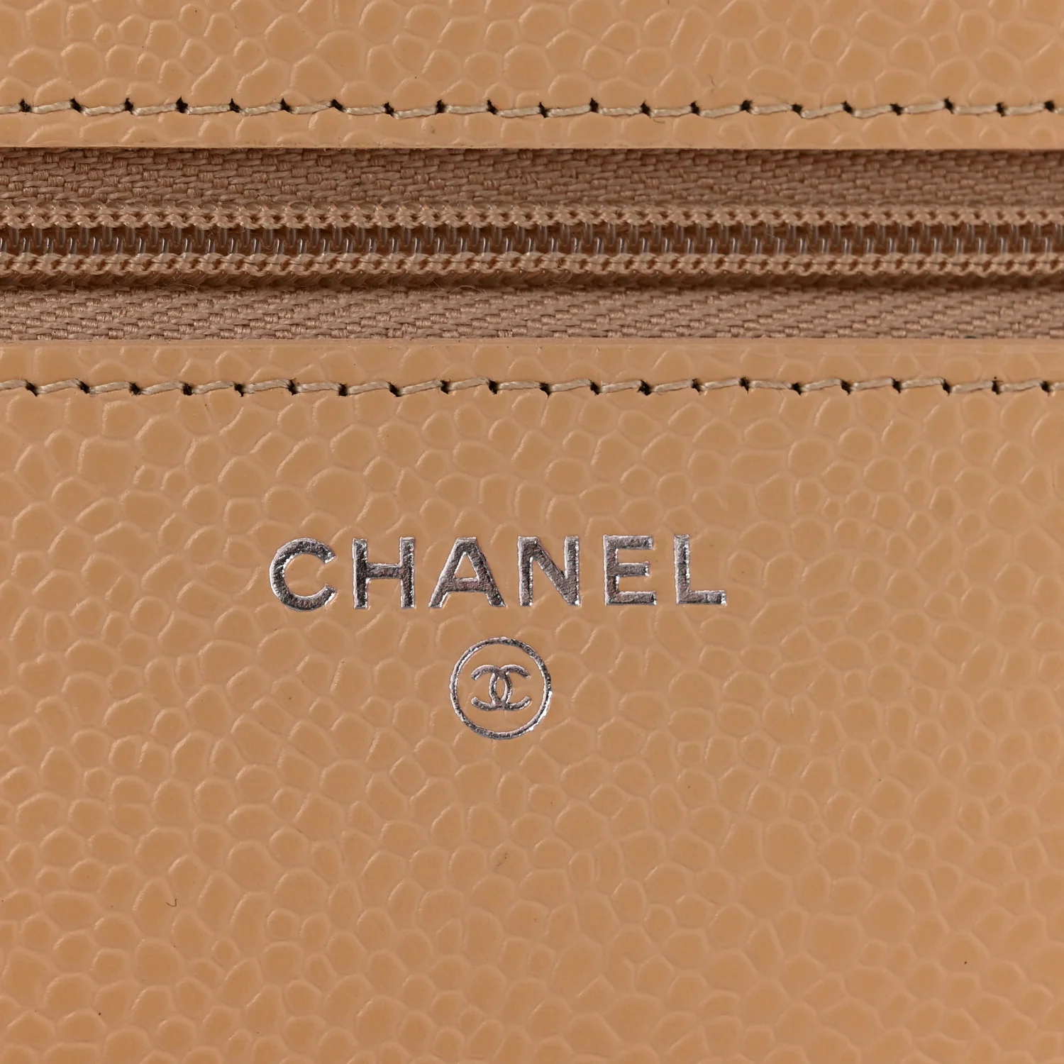 Caviar Quilted Wallet On Chain WOC Beige - Top Club