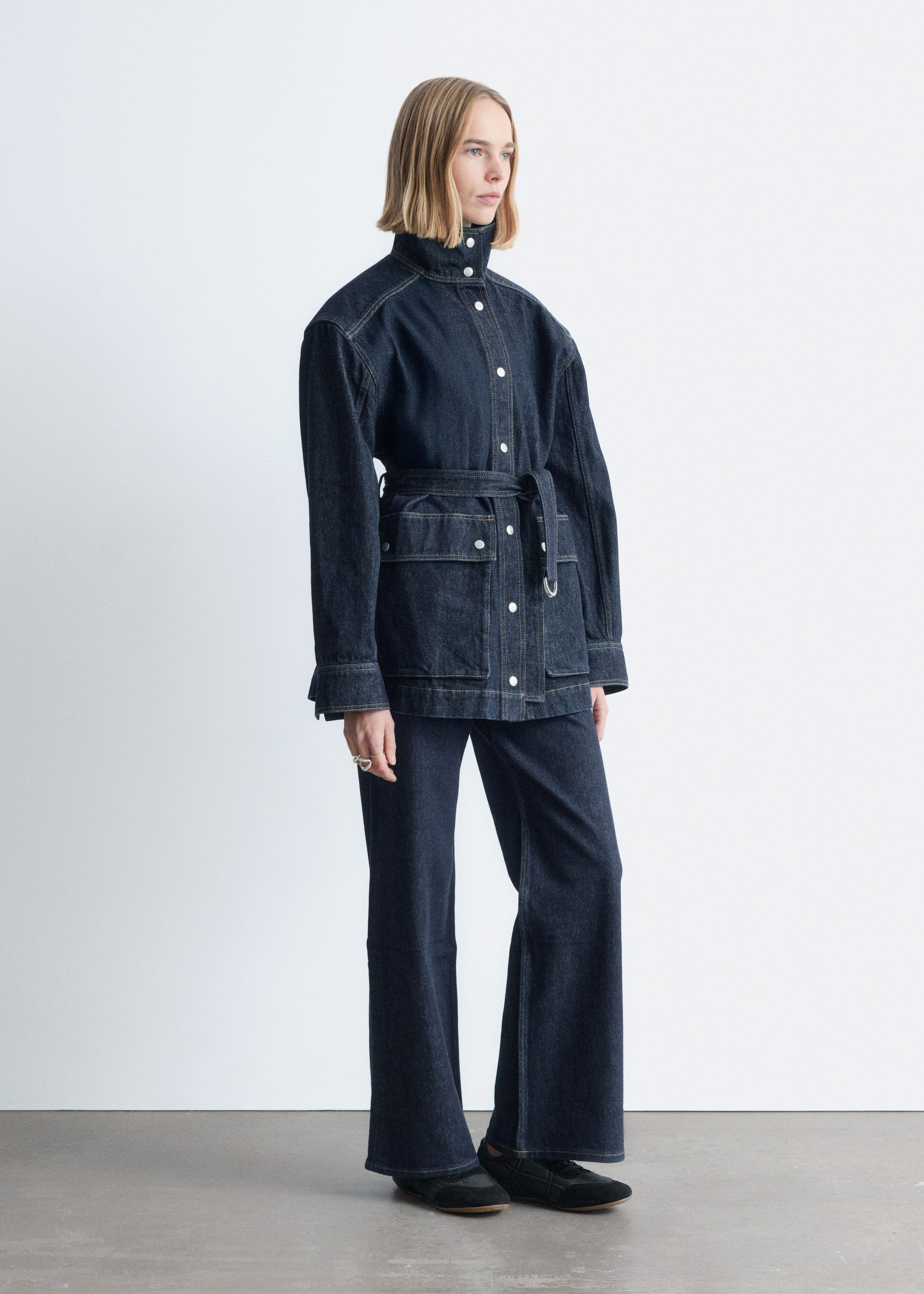 & Other Stories TIE-BELT DENIM JACKET