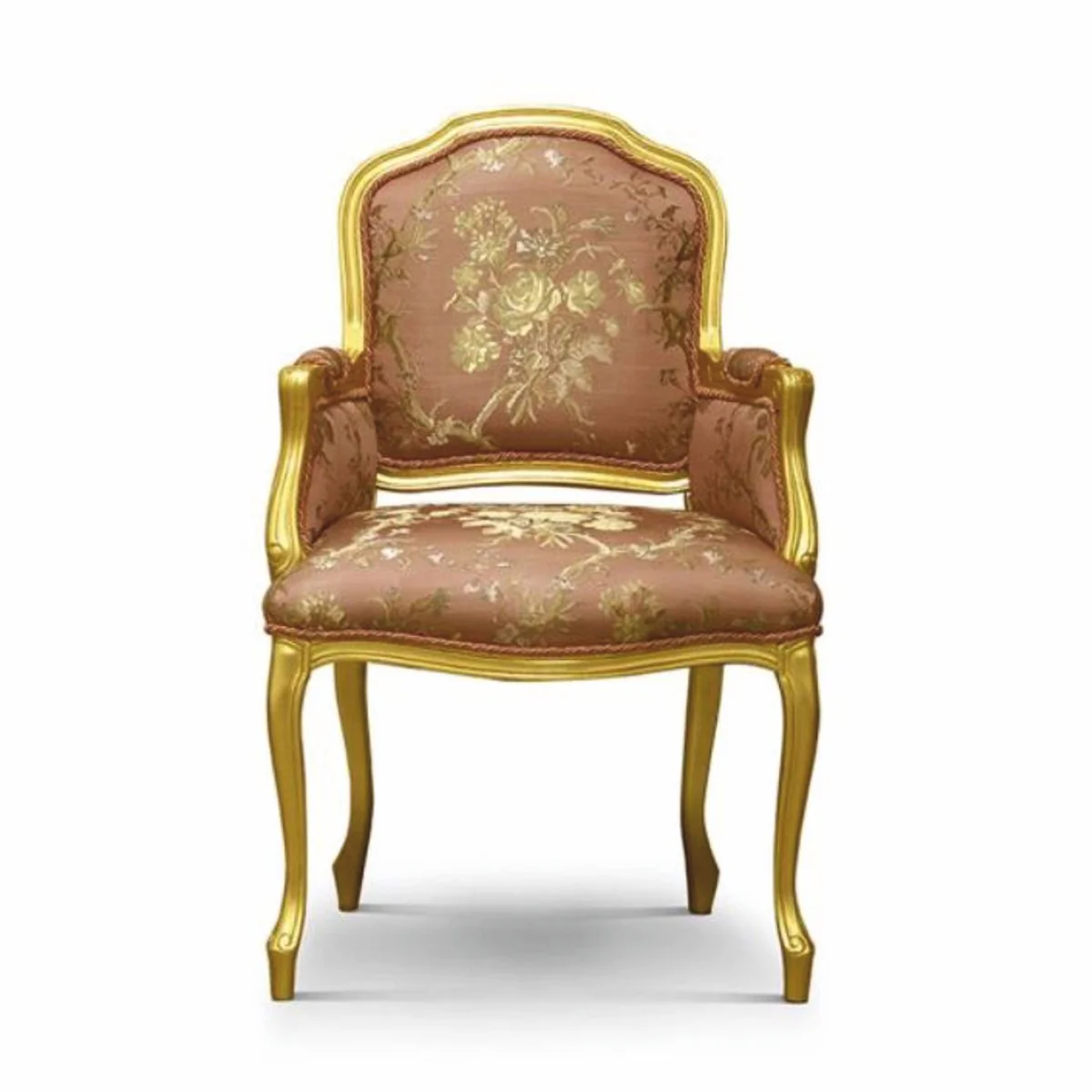 Luxury Baroque Dining Chair with Armrests Brown / Gold - Made in Italy