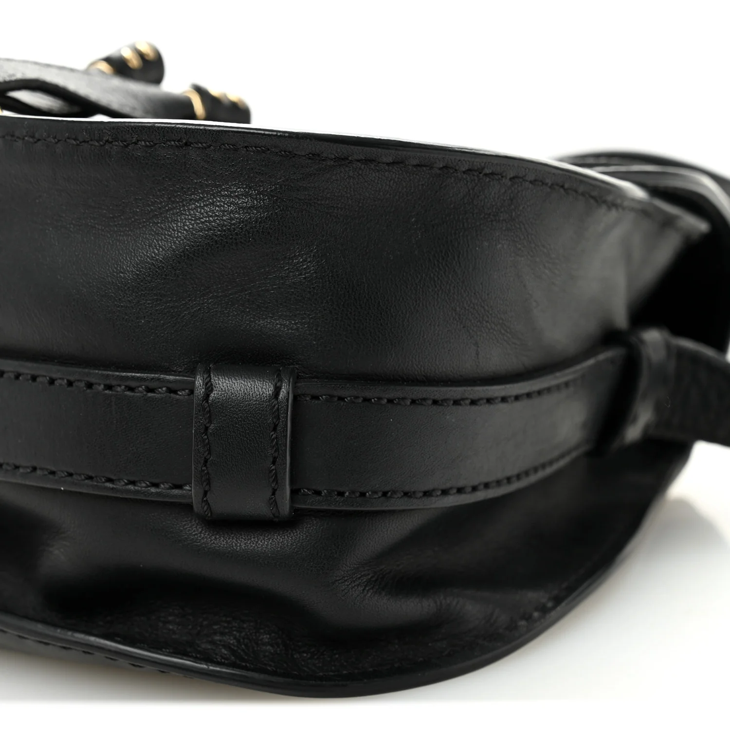 Calfskin Mini Marcie Metal Bar Trim Crossbody Bag Black - Top Club