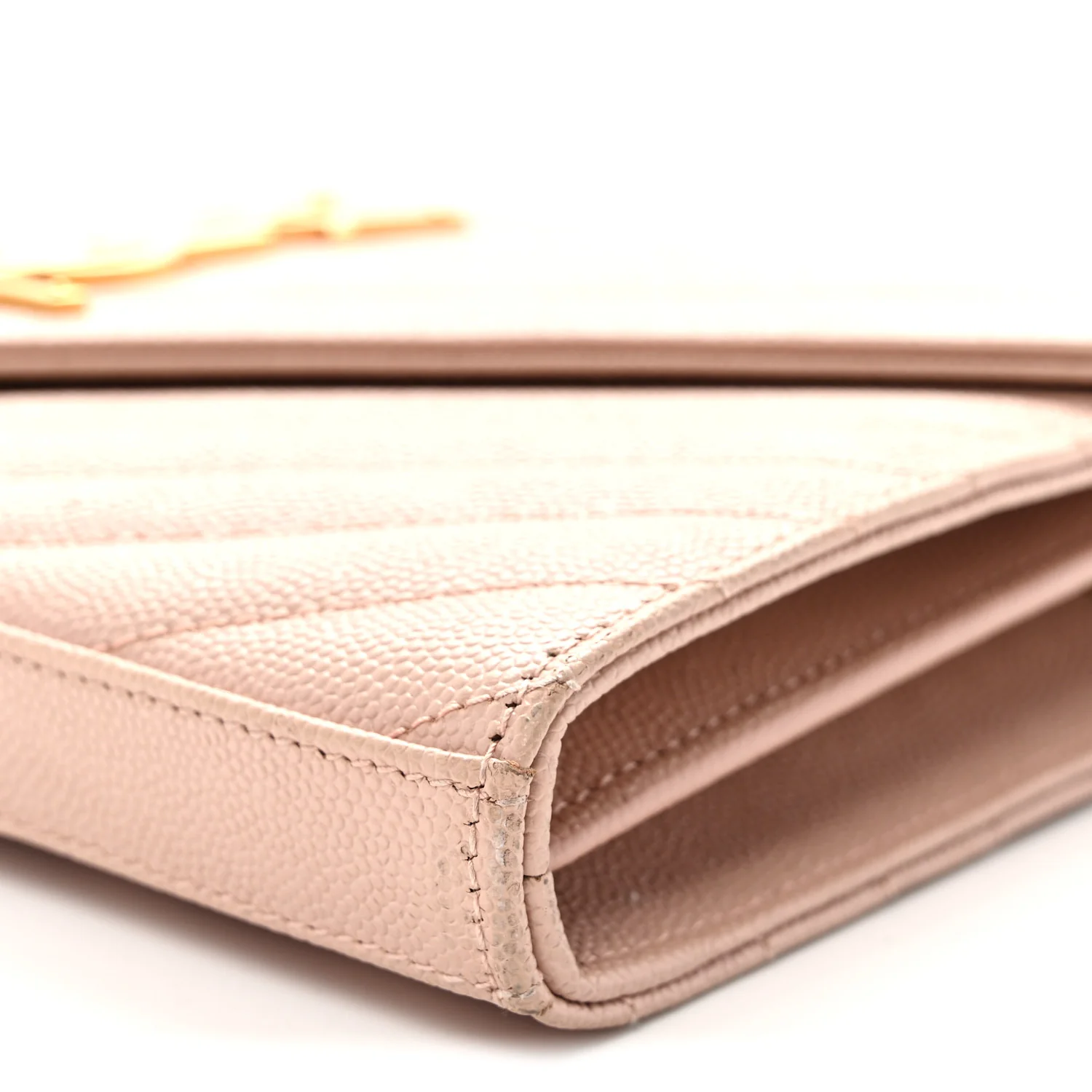 Grain De Poudre Matelasse Chevron Monogram Chain Wallet Pale Pink - Top Club