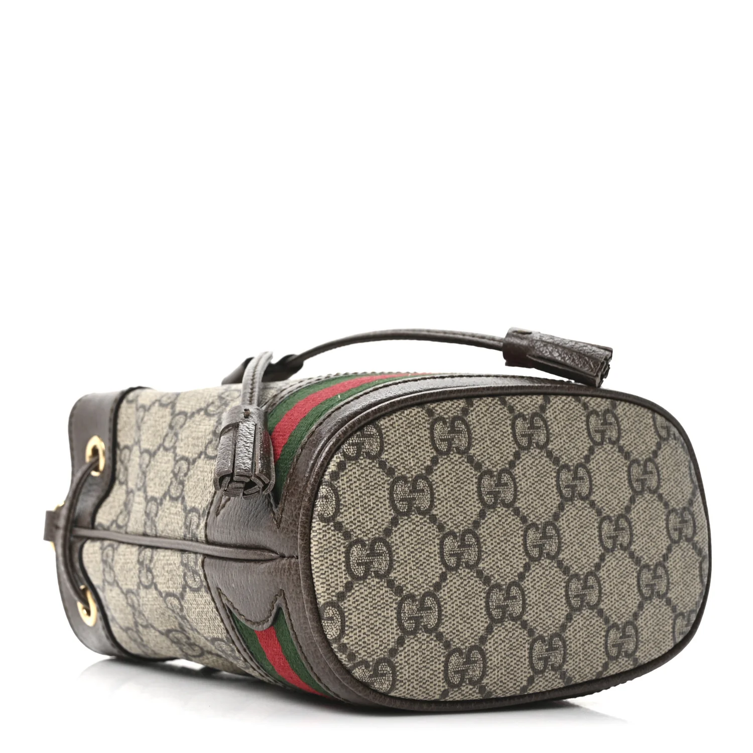 GG Supreme Monogram Web Mini Ophidia Bucket Bag Brown - Top Club