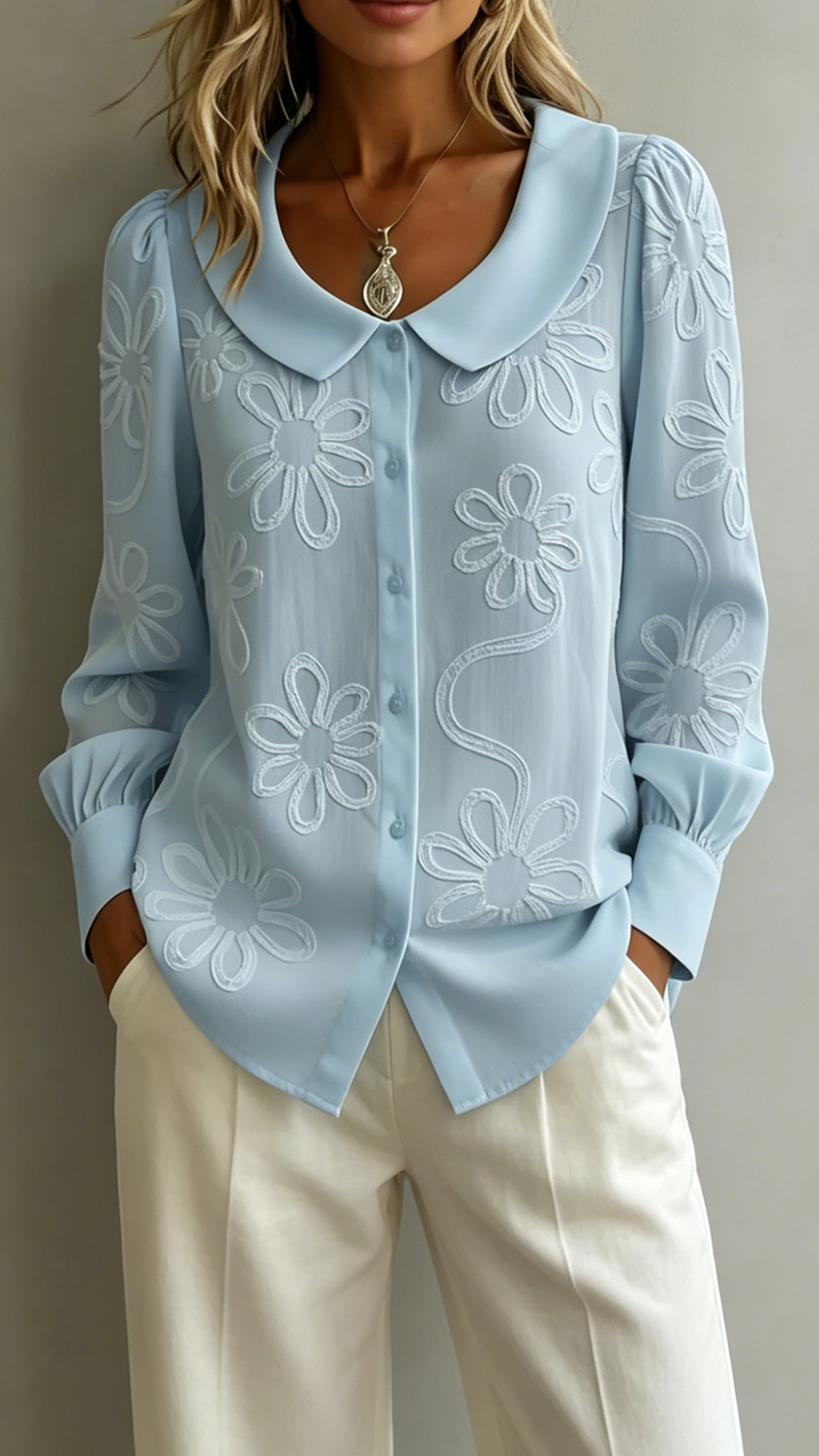 Women's Doll Collar Printed Polyester Blouse - Nordfashionstorm - Women's Clothing, Fashion for You - Nordfashionstorm.com