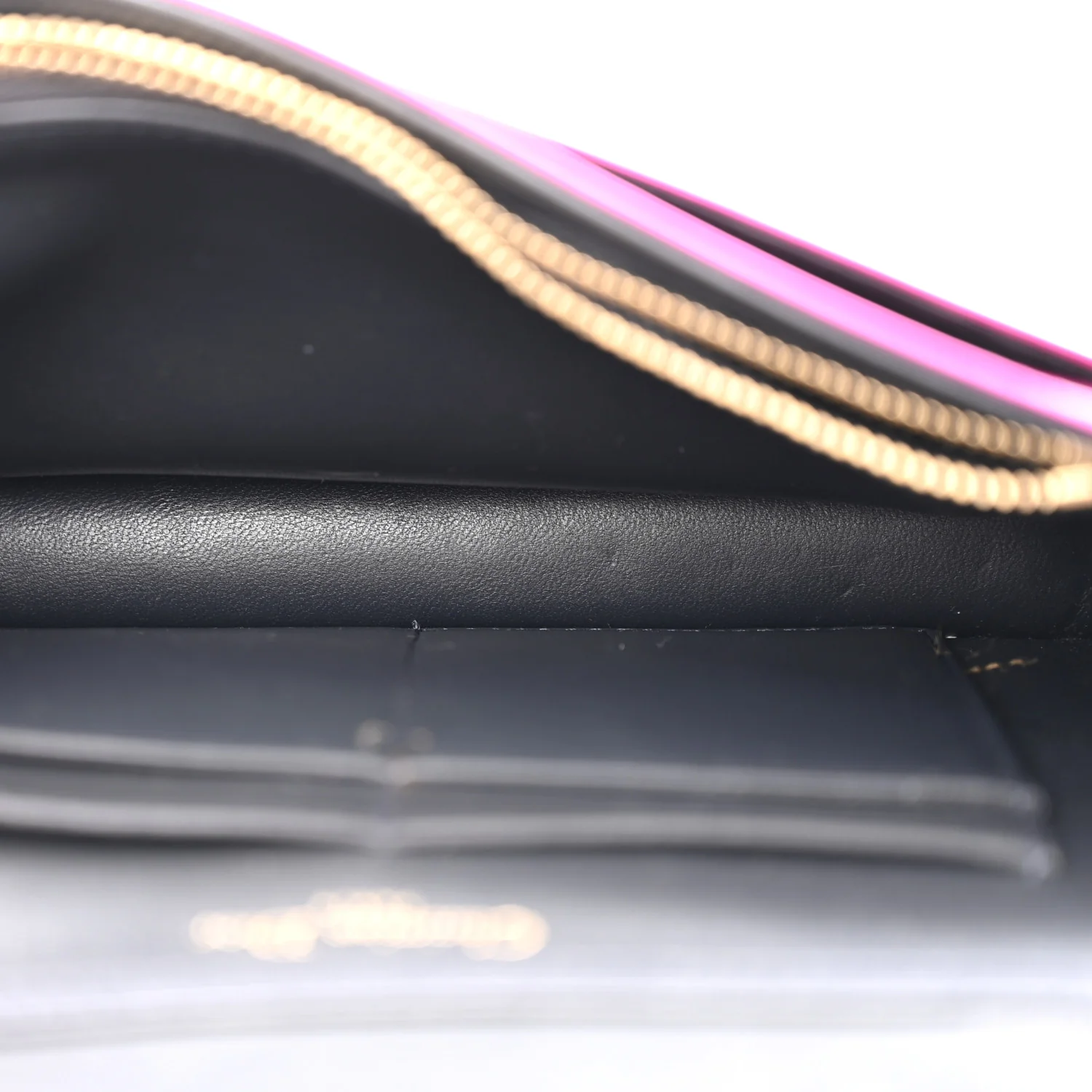 Metallic Patent Micro-Cannage Diorama Wallet on Chain Pouch Pink - Top Club