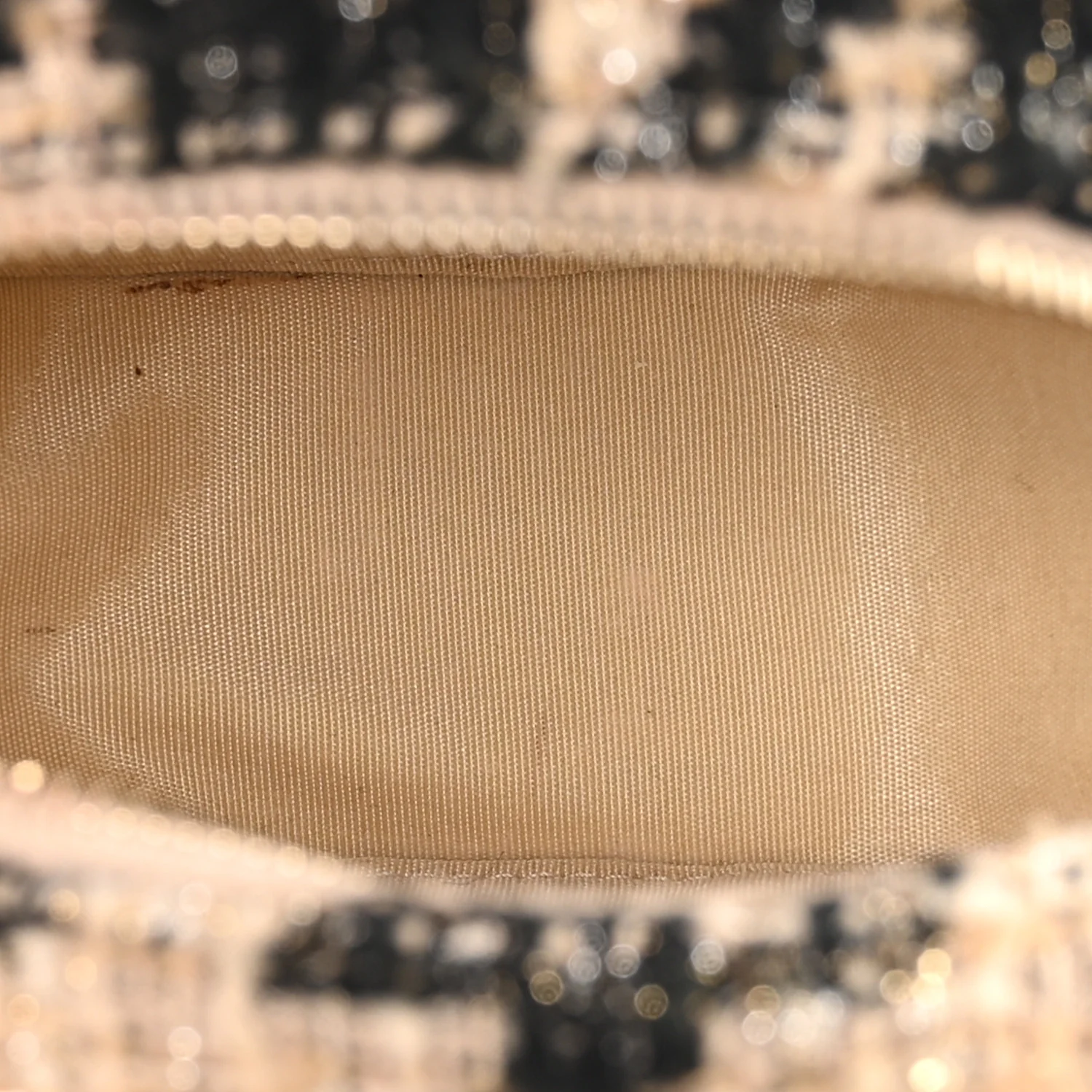 Wool Tweed Lambskin Quilted Chanel 19 Round Clutch With Chain and Coin Purse Beige Black - Top Club