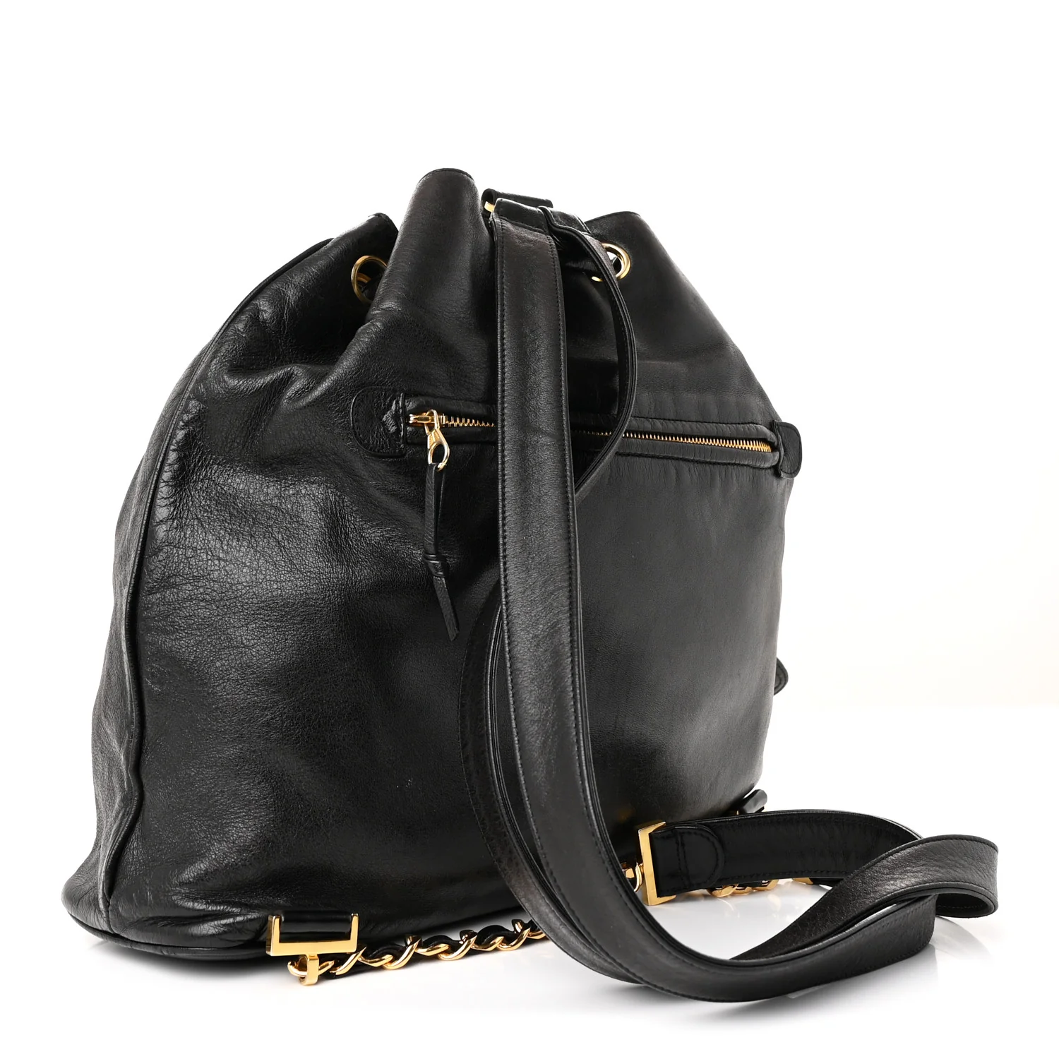 Lambskin CC Drawstring Backpack Black - Top Club