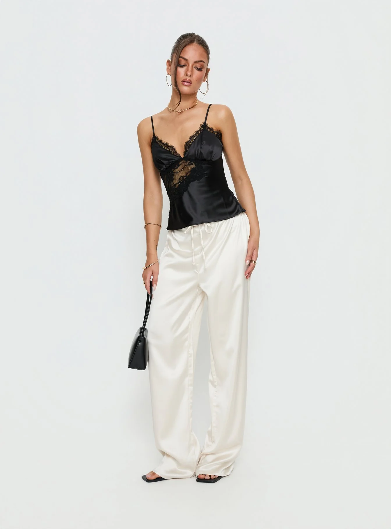 Annamari Lace Satin Cami Top Black