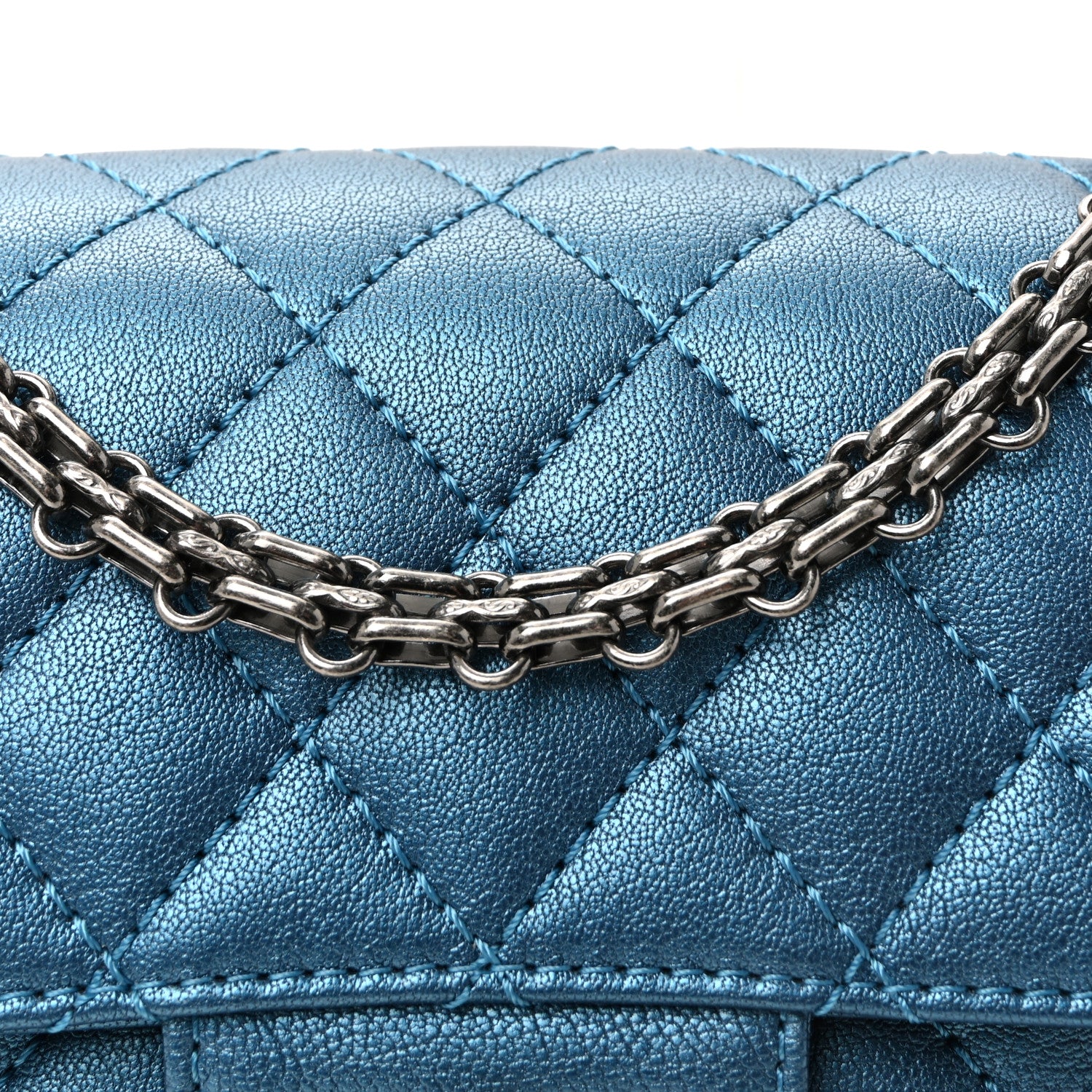 Metallic Sheepskin Quilted 2.55 Reissue Mini Flap Blue - Top Club