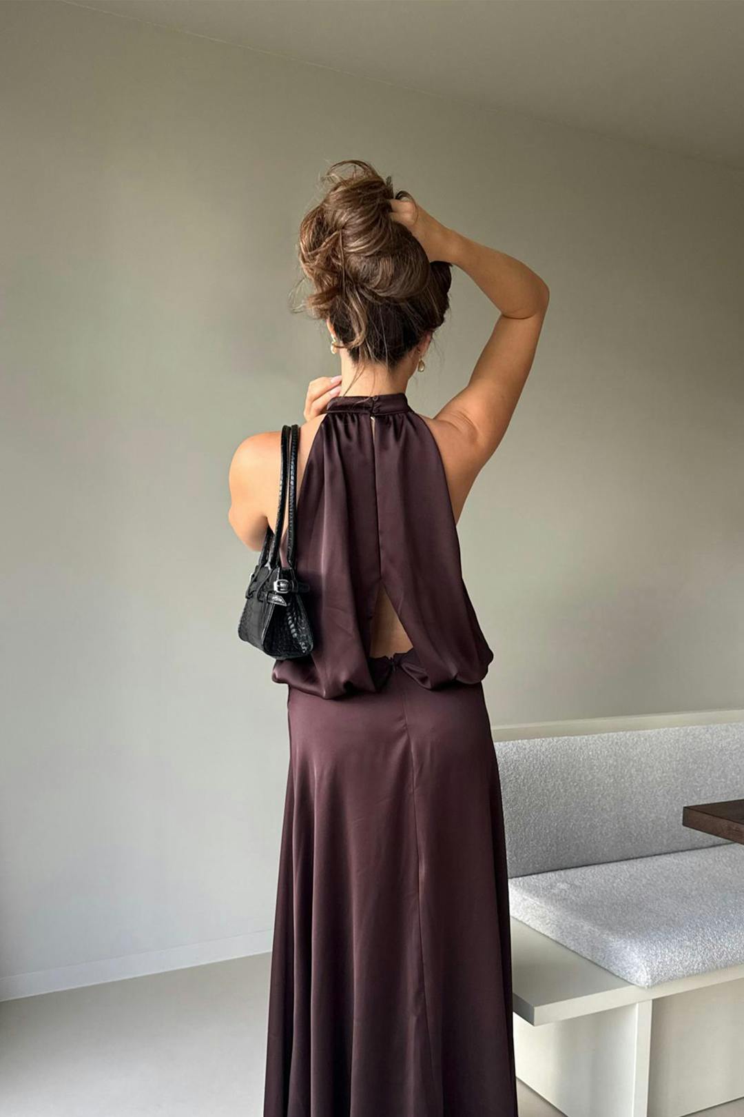 Gina Tricot satin halterneck maxi dress