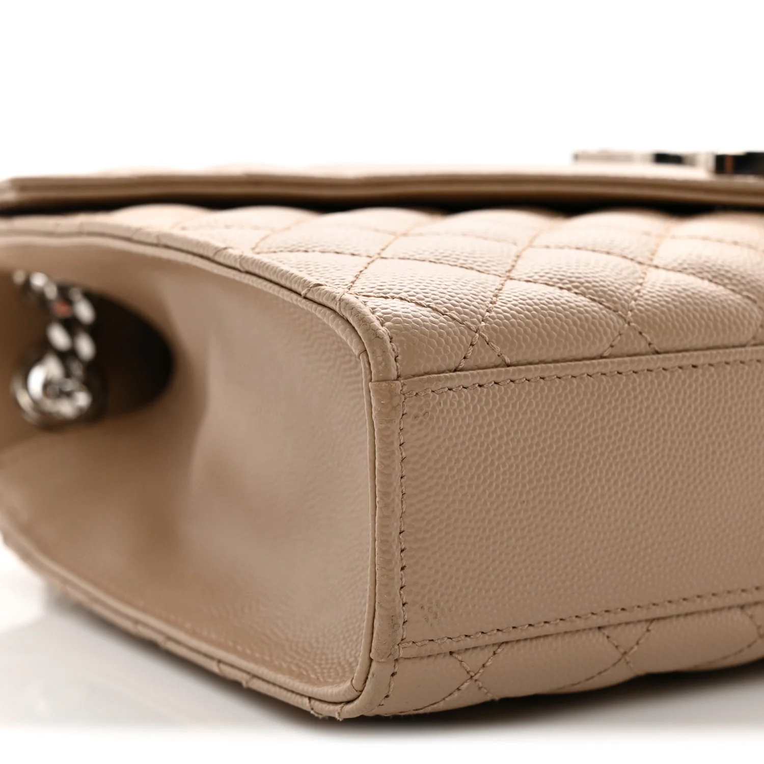 Grain De Poudre Textured Mixed Matelasse Medium Triquilt Monogram Satchel Dark Beige - Top Club