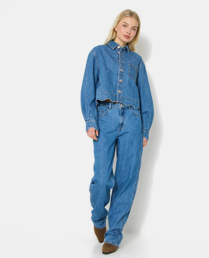 Pimkie Chemise en jean avec bords zig-zag