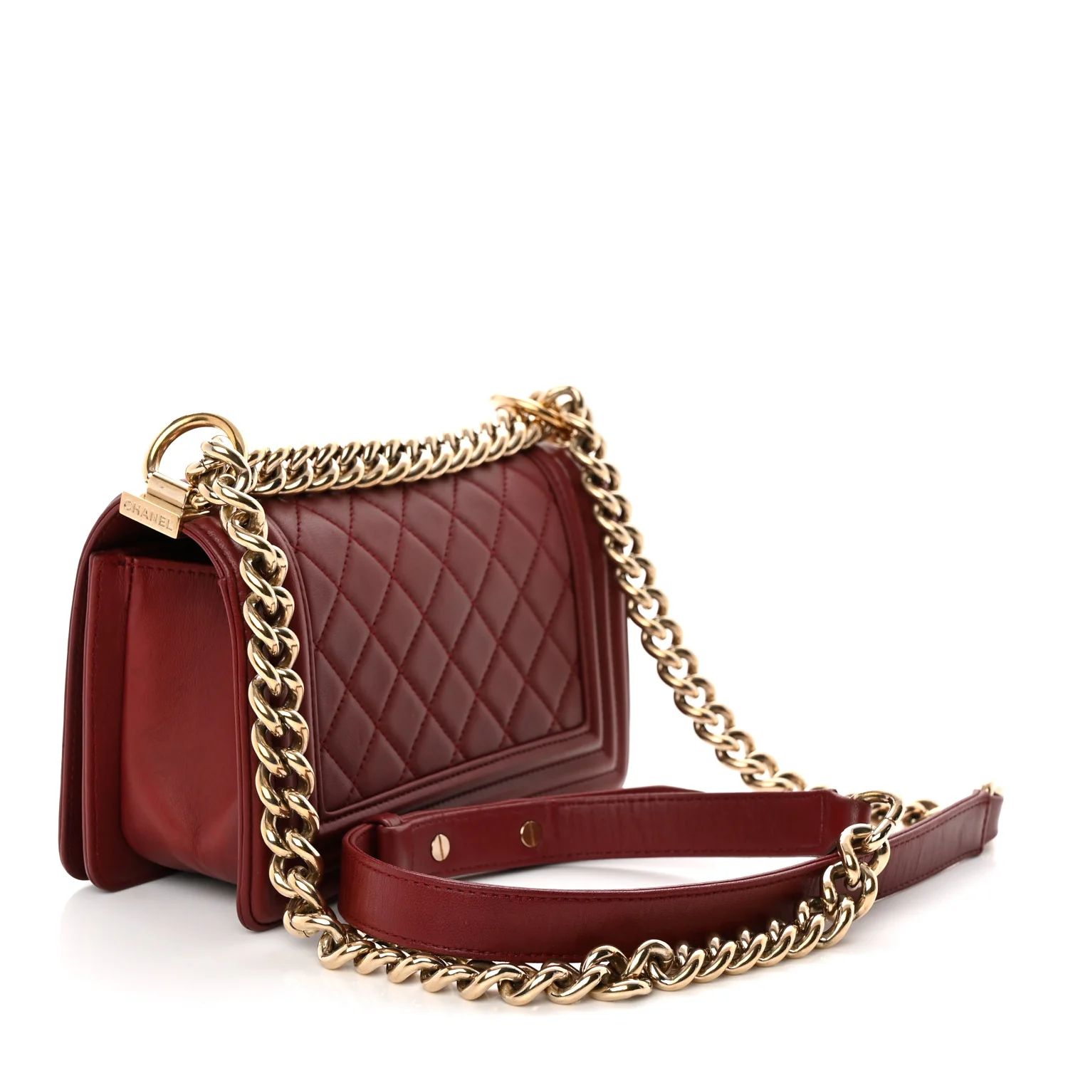 Lambskin Quilted Small Boy Flap Burgundy - Top Club