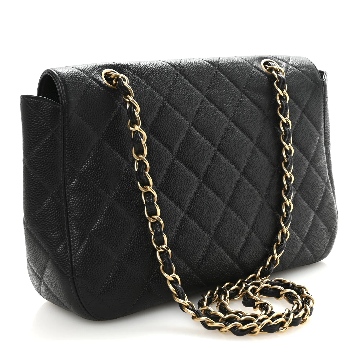Caviar Quilted Jumbo Single Flap Black - Top Club