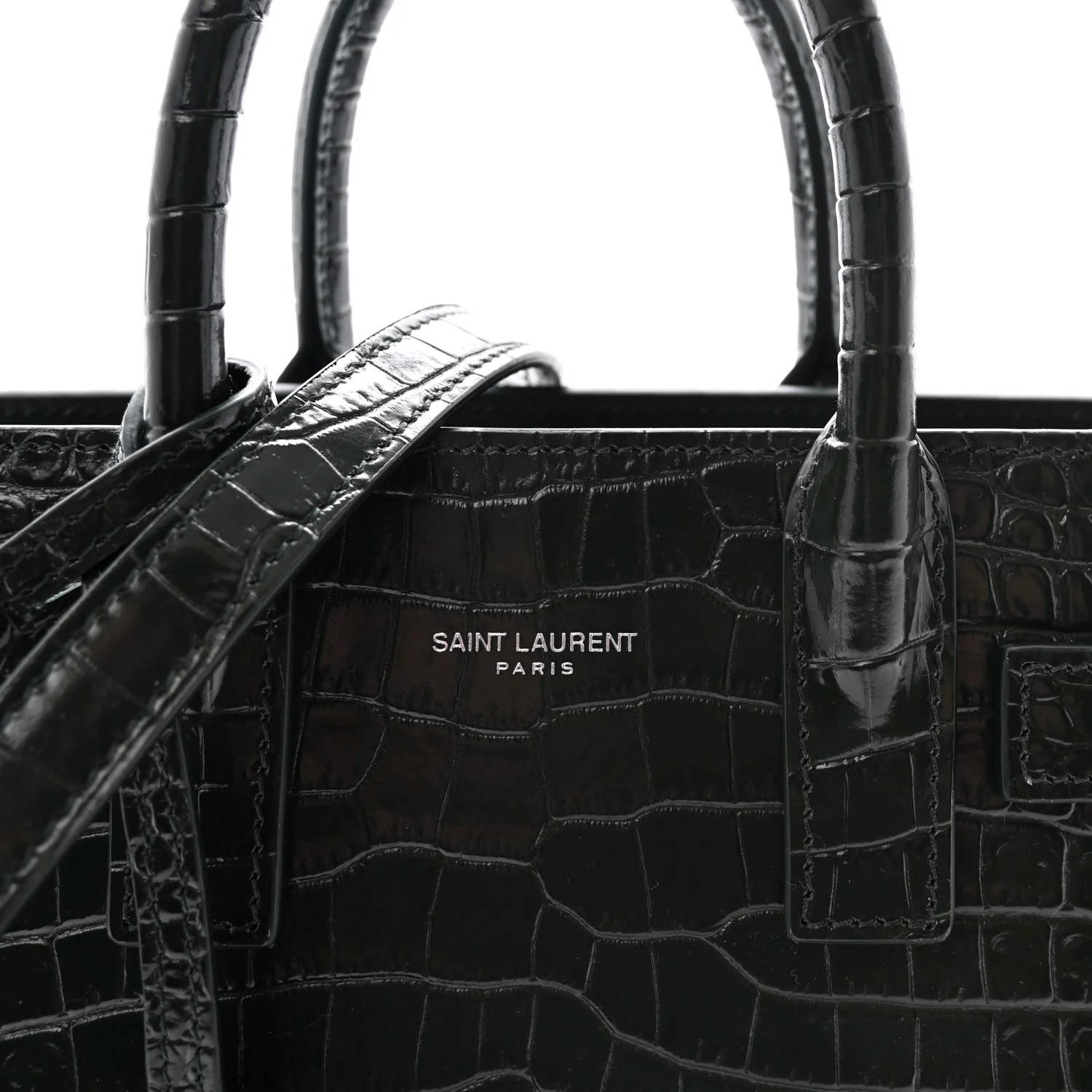Calfskin Crocodile Embossed Nano Sac De Jour Dark Green - Top Club