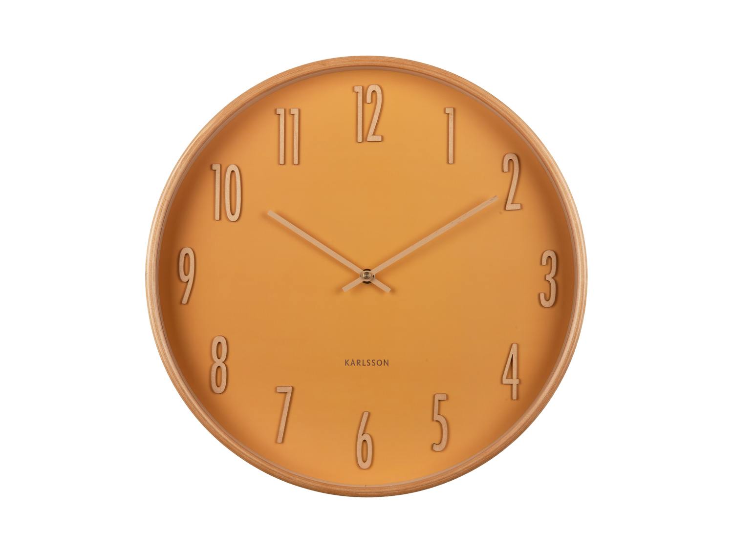 Wall clock Gracil wood ochre yellow