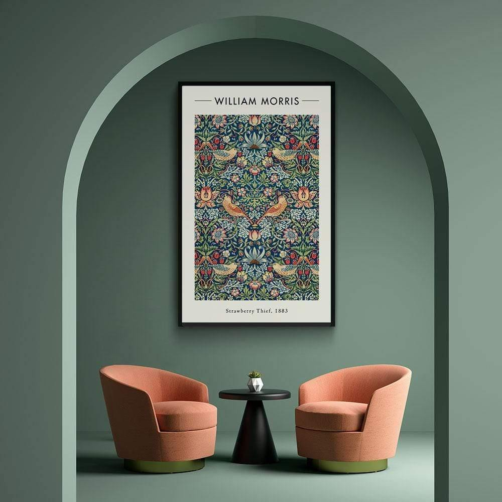 Walljar canvas schilderij - William Morris - Strawberry Thief Canvas schilderij - 120 x 180 cm