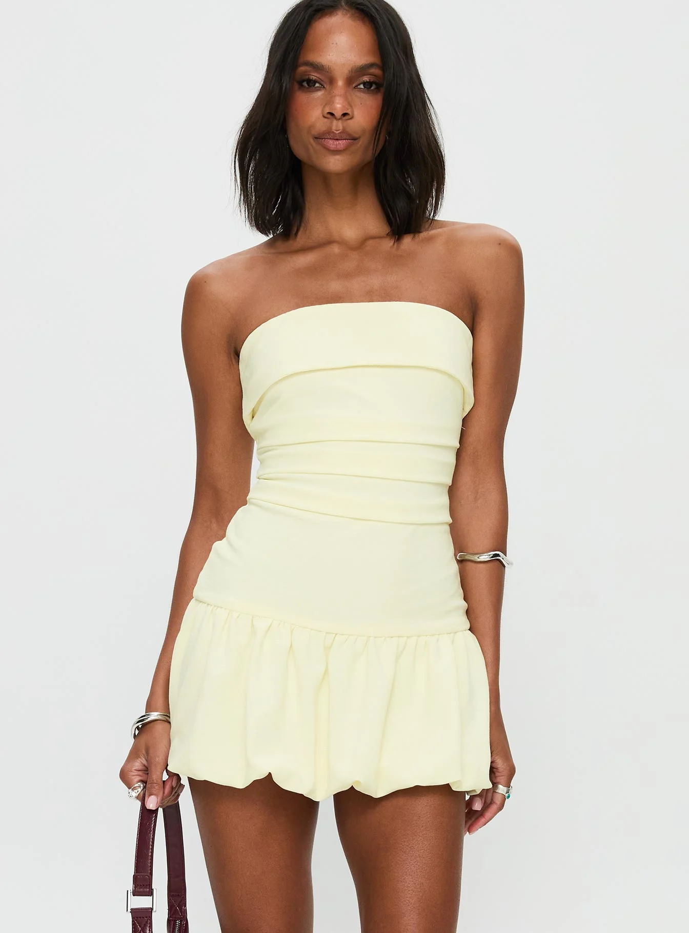 Mousse Strapless Mini Dress Lemon Tall
