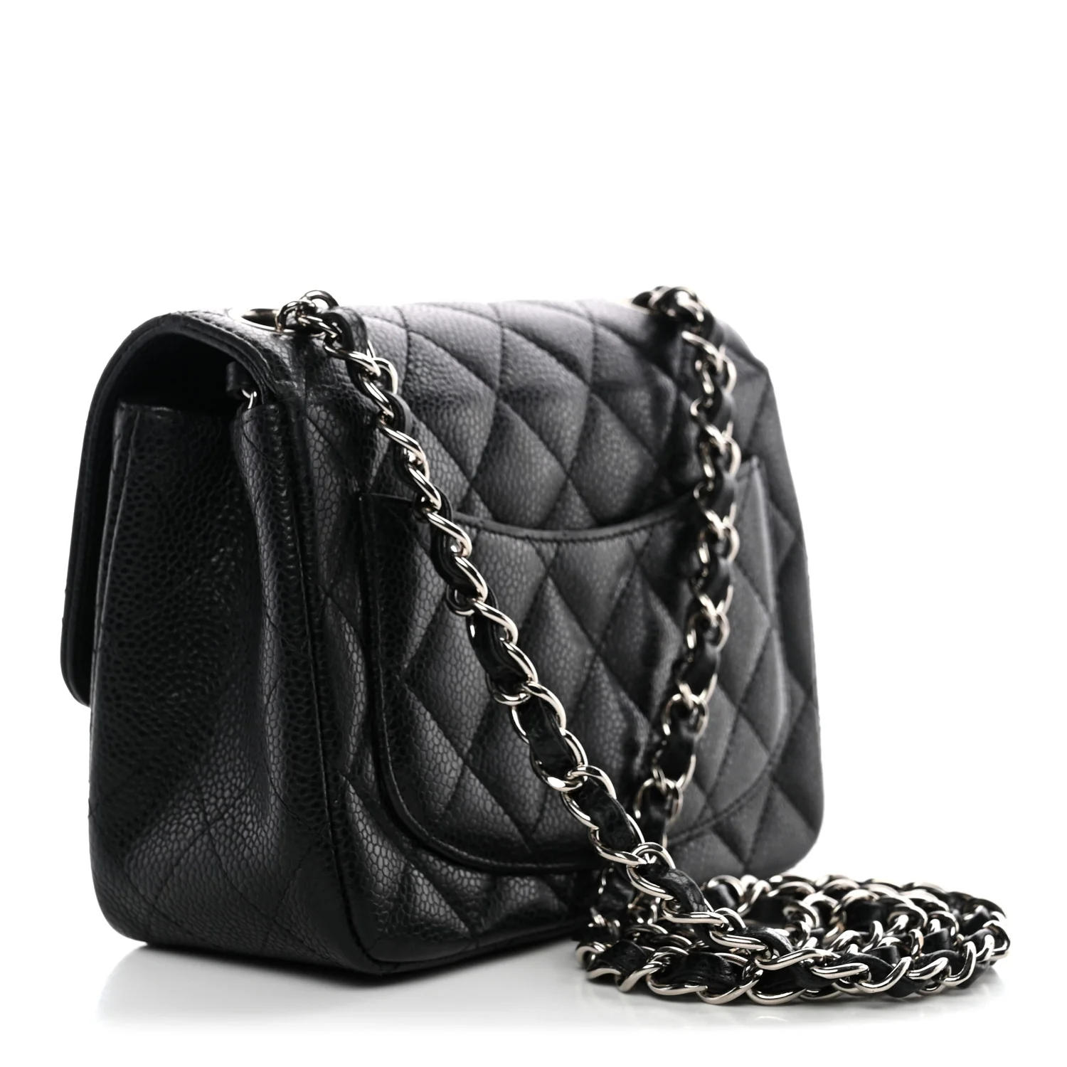 Caviar Quilted Mini Square Flap Black - Top Club