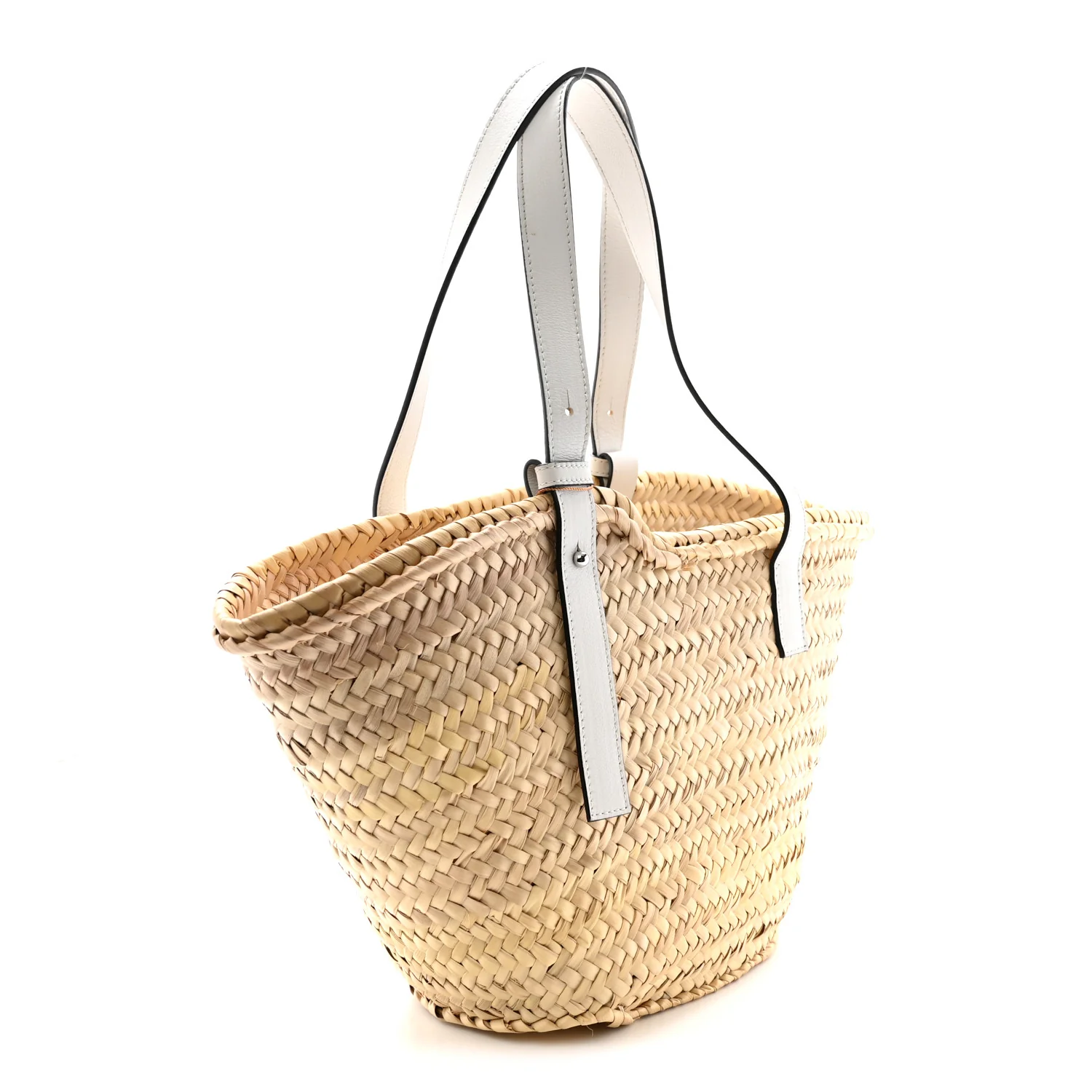 Raffia Basket Tote Bag Natural White - Top Club