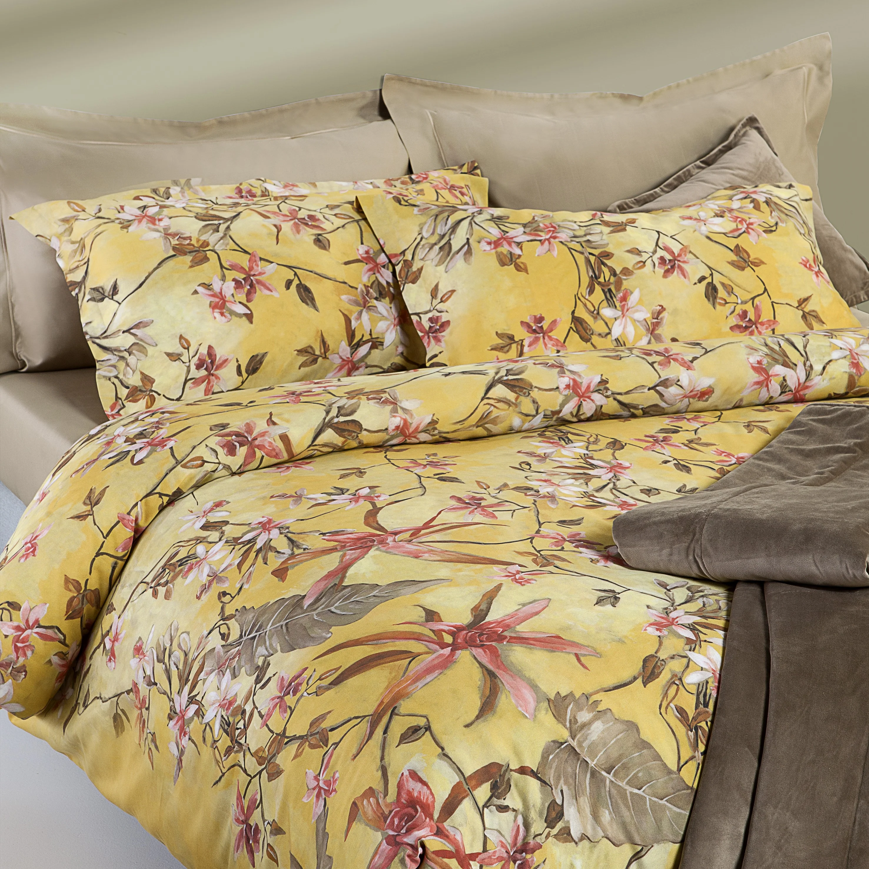 Completo Lenzuola In Percalle Sauvage Flowers Matrimoniale