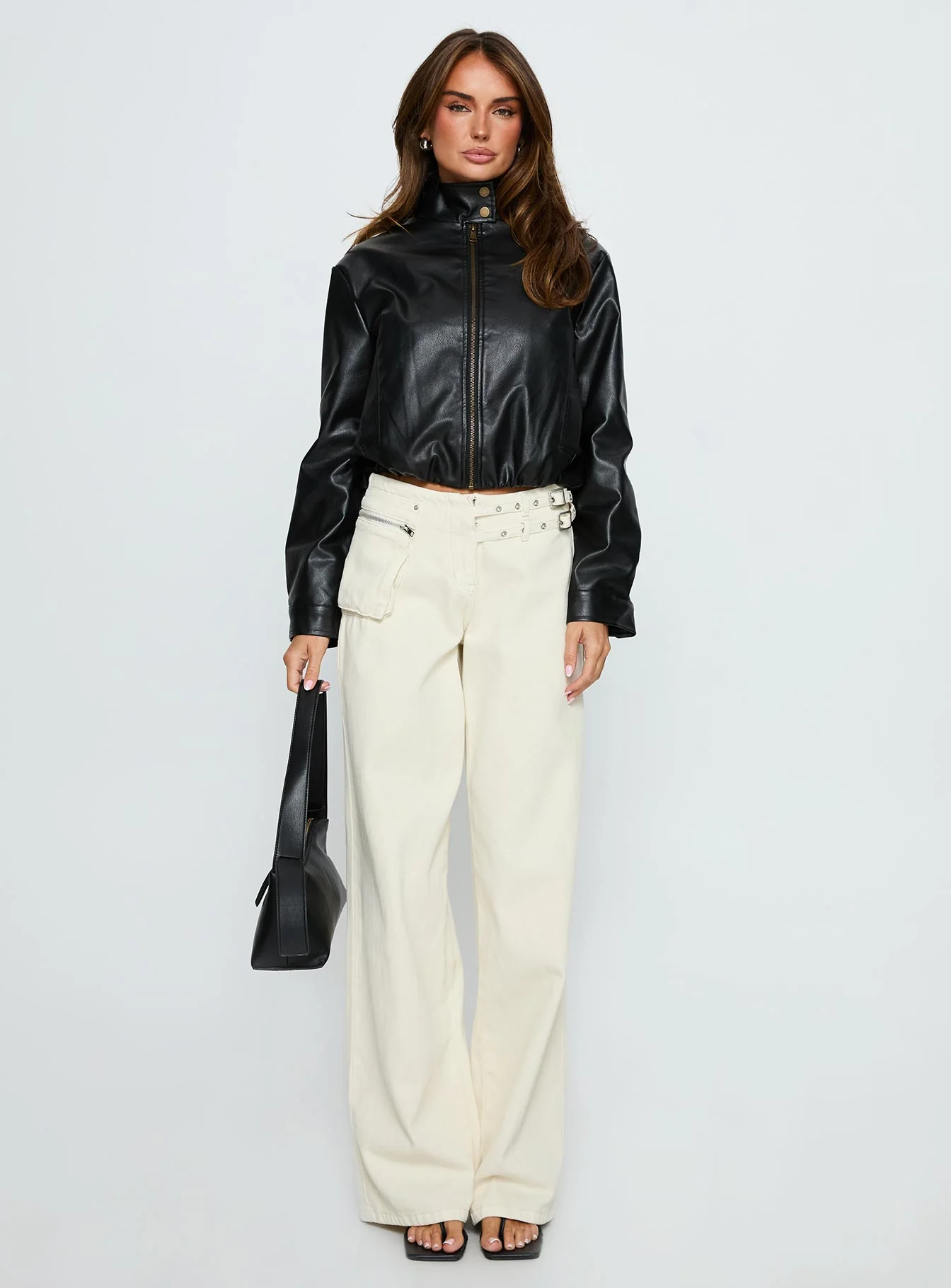 Monay Faux Leather Jacket Black