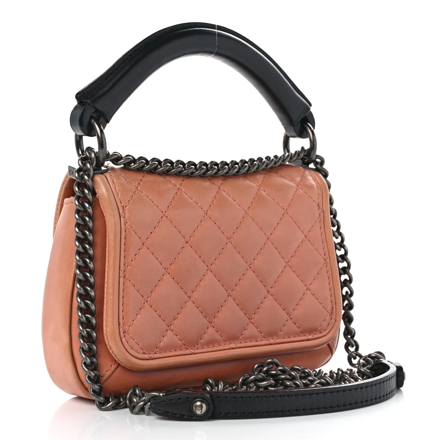 Calfskin Quilted Small Prestige Top Handle Flap Pink - Top Club