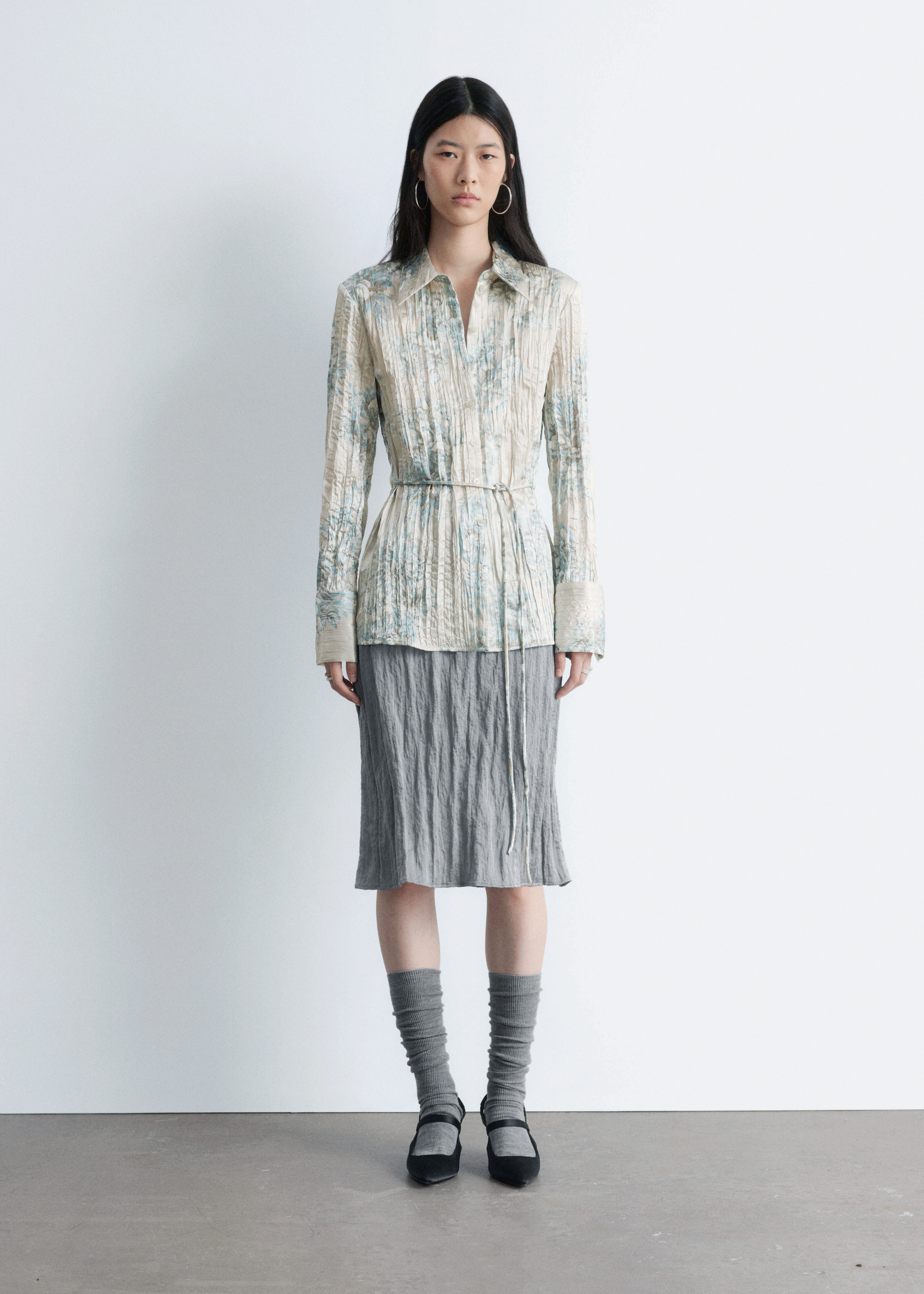 & Other Stories TIE-BELT CRÊPE SHIRT