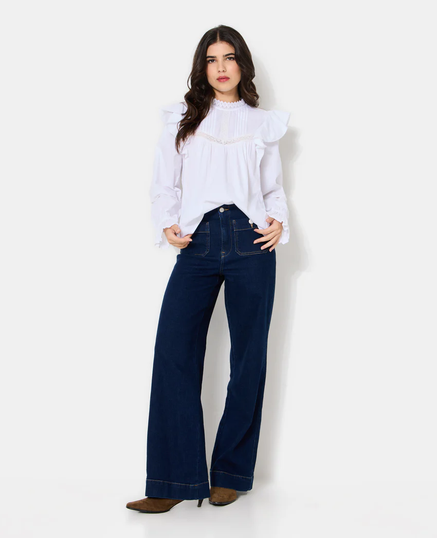 Pimkie Blouse en popeline avec dentelle et volants